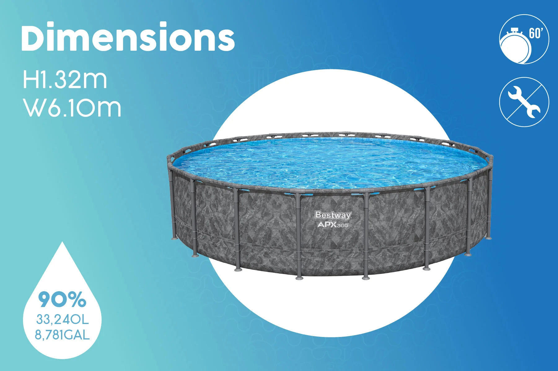 20ft x 52in Grey Round APX 365 Above Ground Pool Set - Image 11