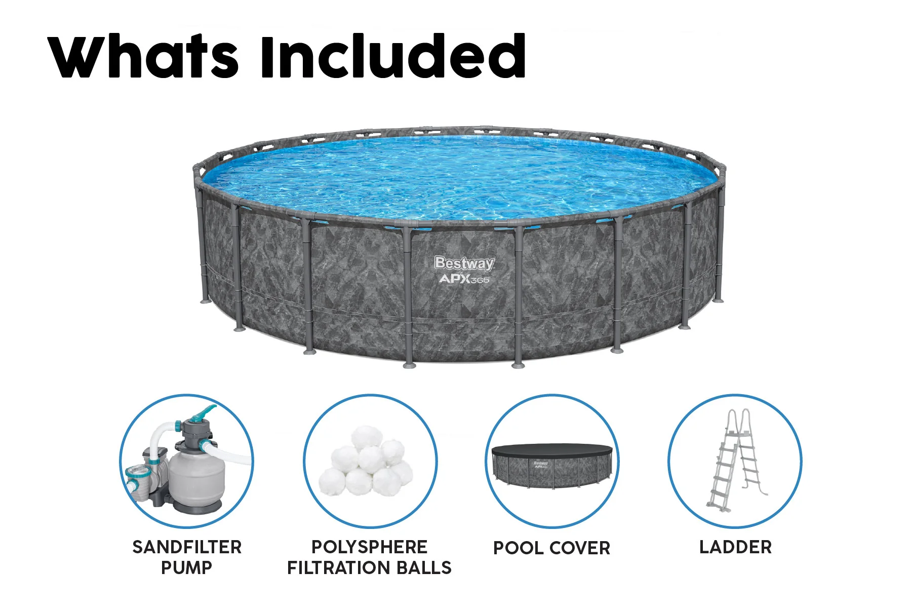 20ft x 52in Grey Round APX 365 Above Ground Pool Set - Image 9