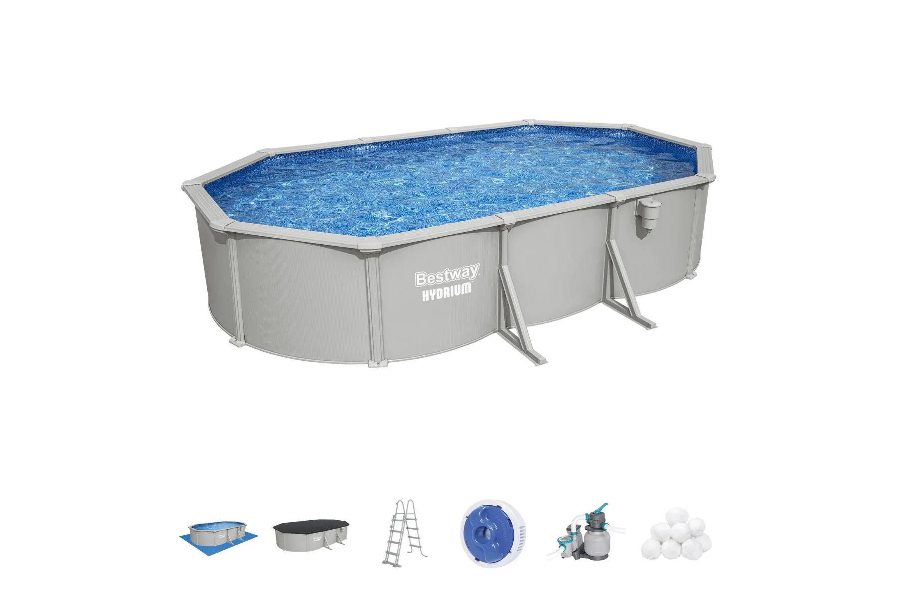 20ft x 48in Oval Hydrium Steel Above Ground Pool Set - Image 3