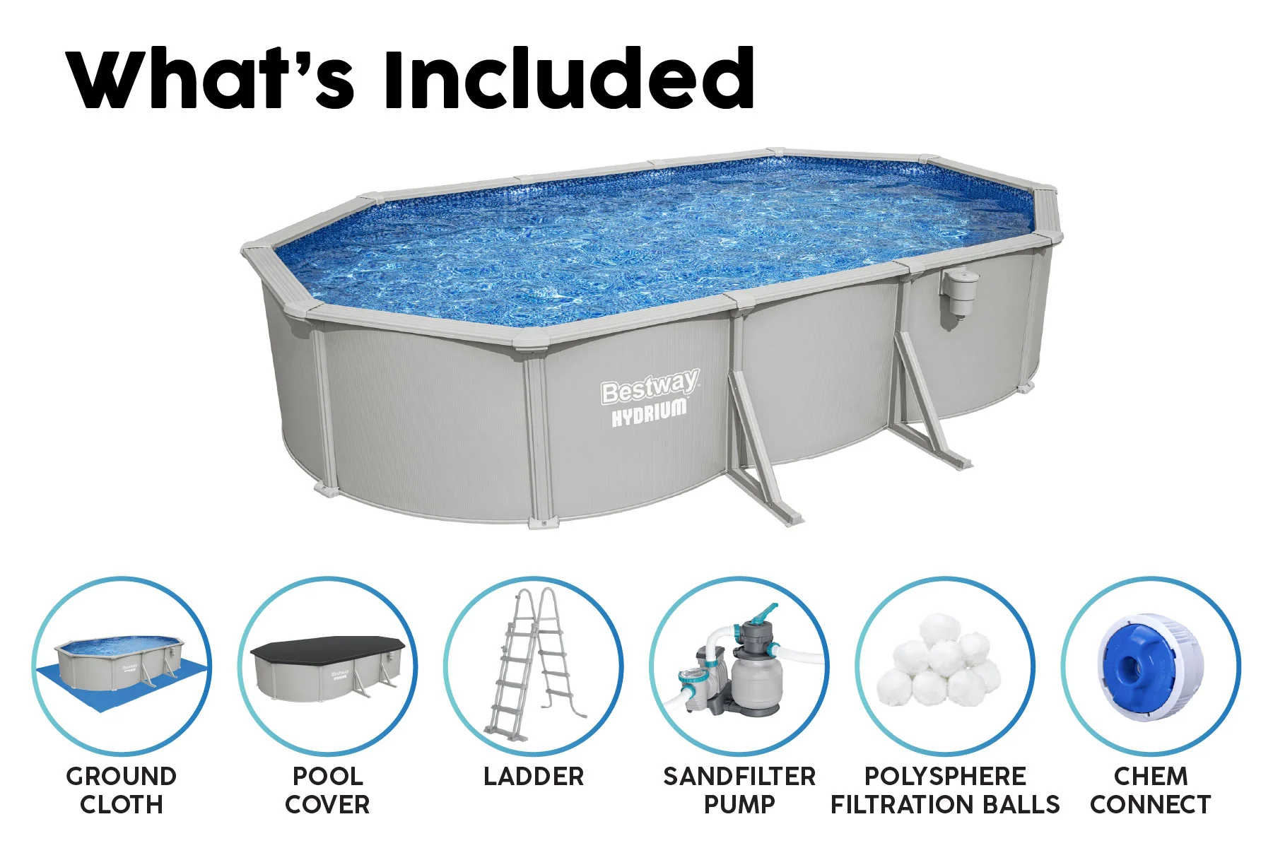 20ft x 48in Oval Hydrium Steel Above Ground Pool Set - Image 9