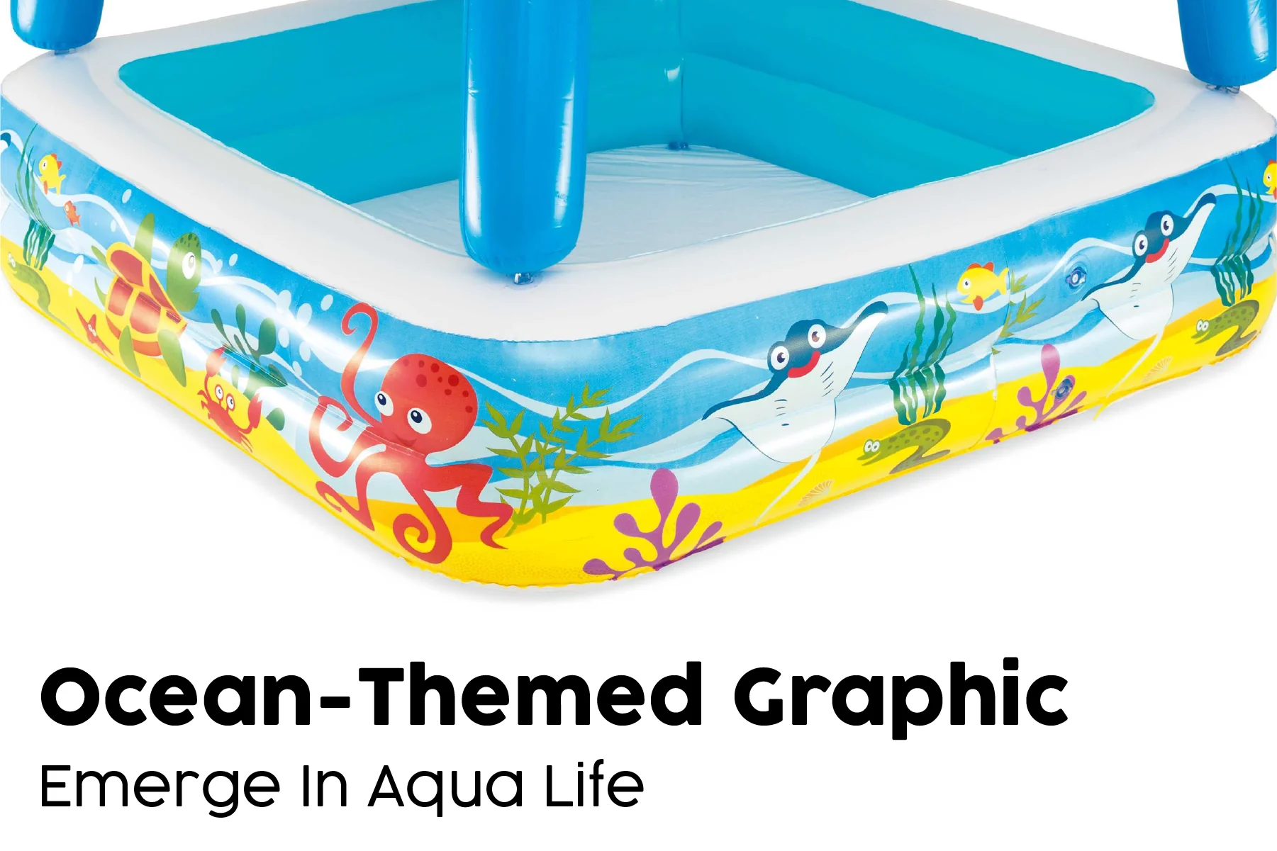 Kids Inflatable Paddling Pool, with Canopy - 58" - Image 8