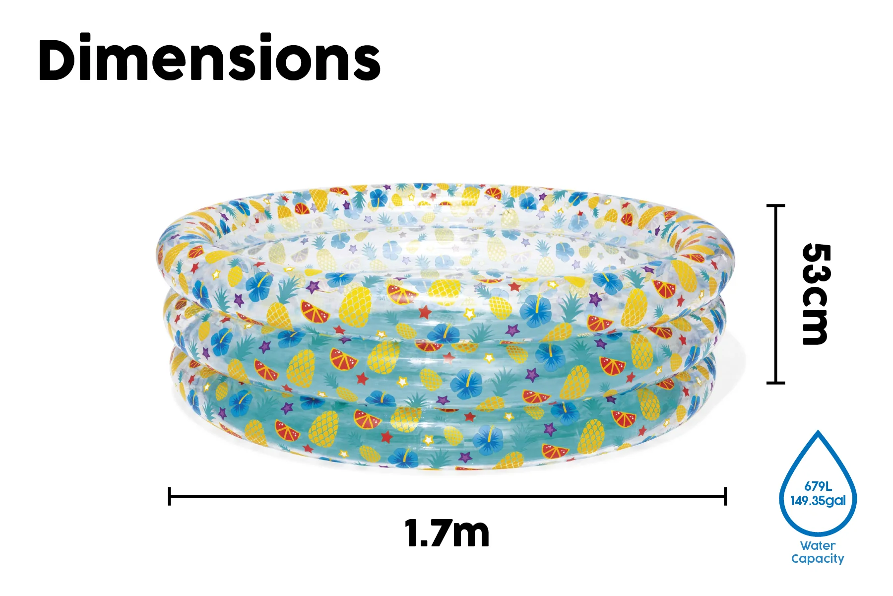 Tropical Themed Kids Inflatable Paddling Pool - Image 7