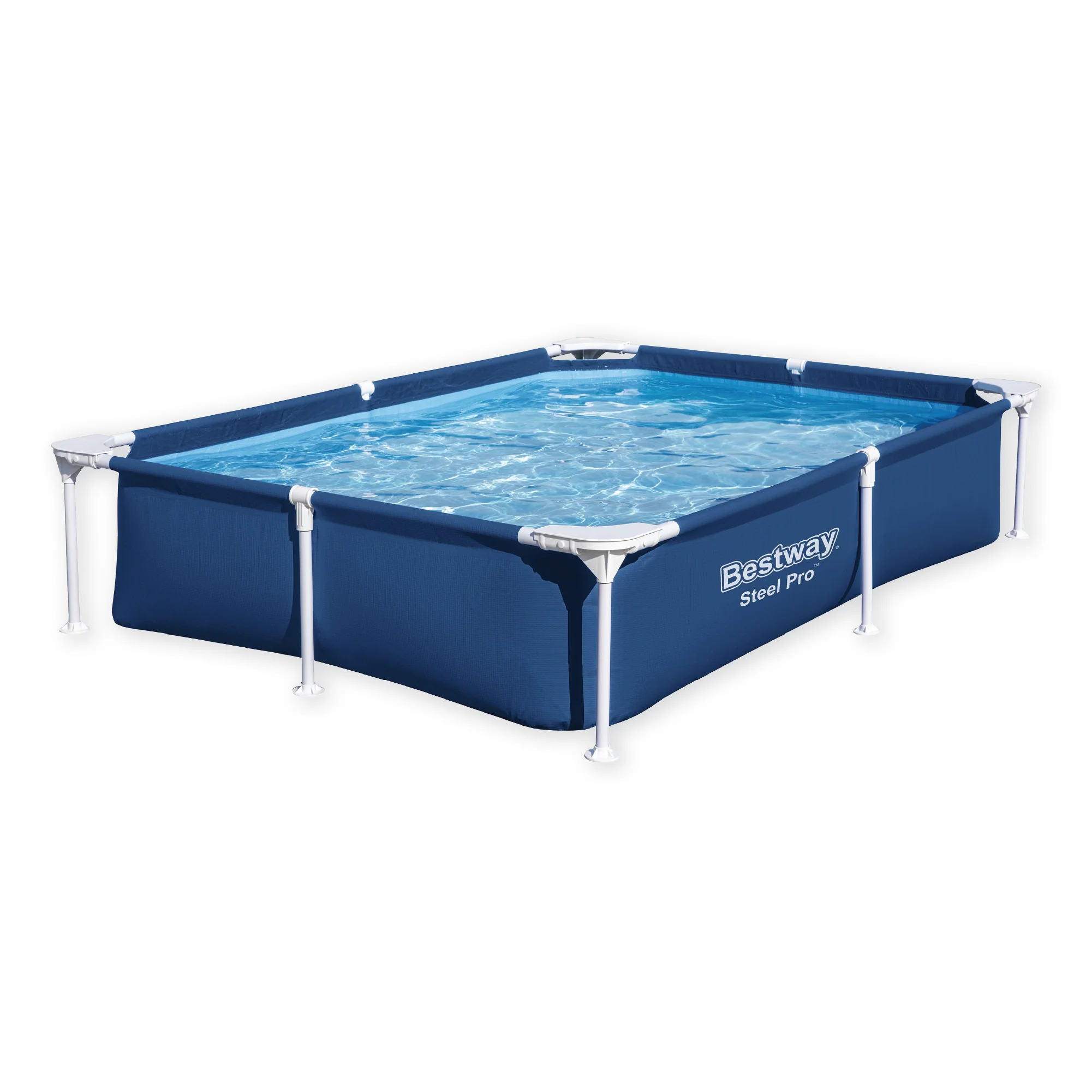 7.3ft x 59in x 17in Navy Blue Rectangle Steel Pro Above Ground Pool - Image 3