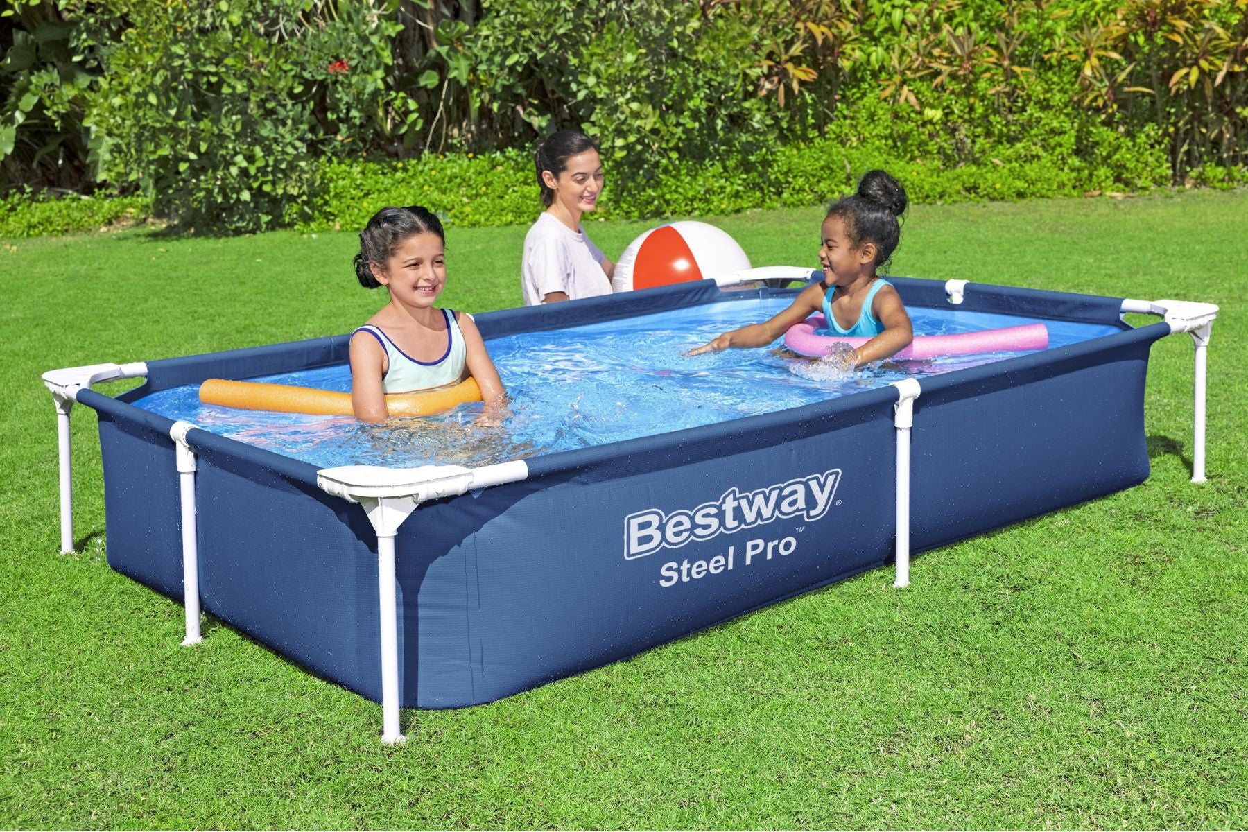 7.3ft x 59in x 17in Navy Blue Rectangle Steel Pro Above Ground Pool - Image 5