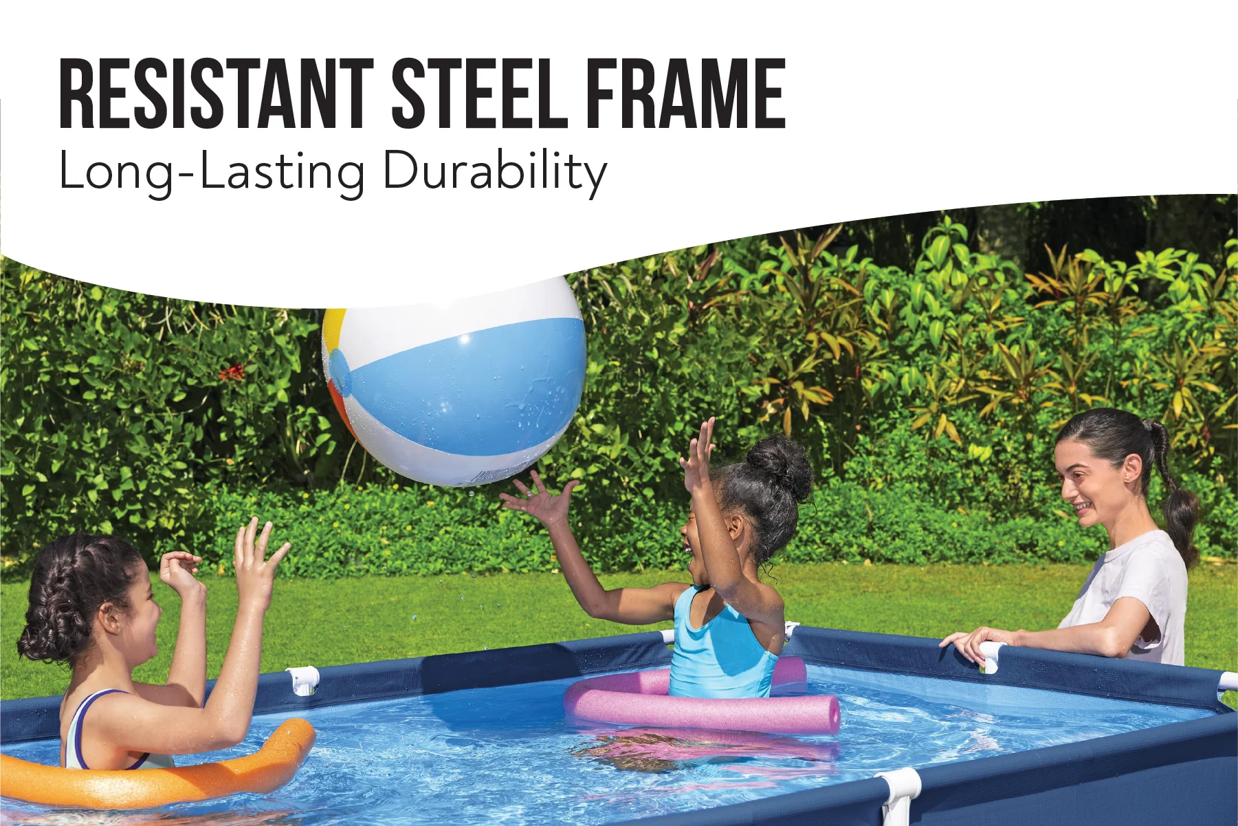 7.3ft x 59in x 17in Navy Blue Rectangle Steel Pro Above Ground Pool - Image 6