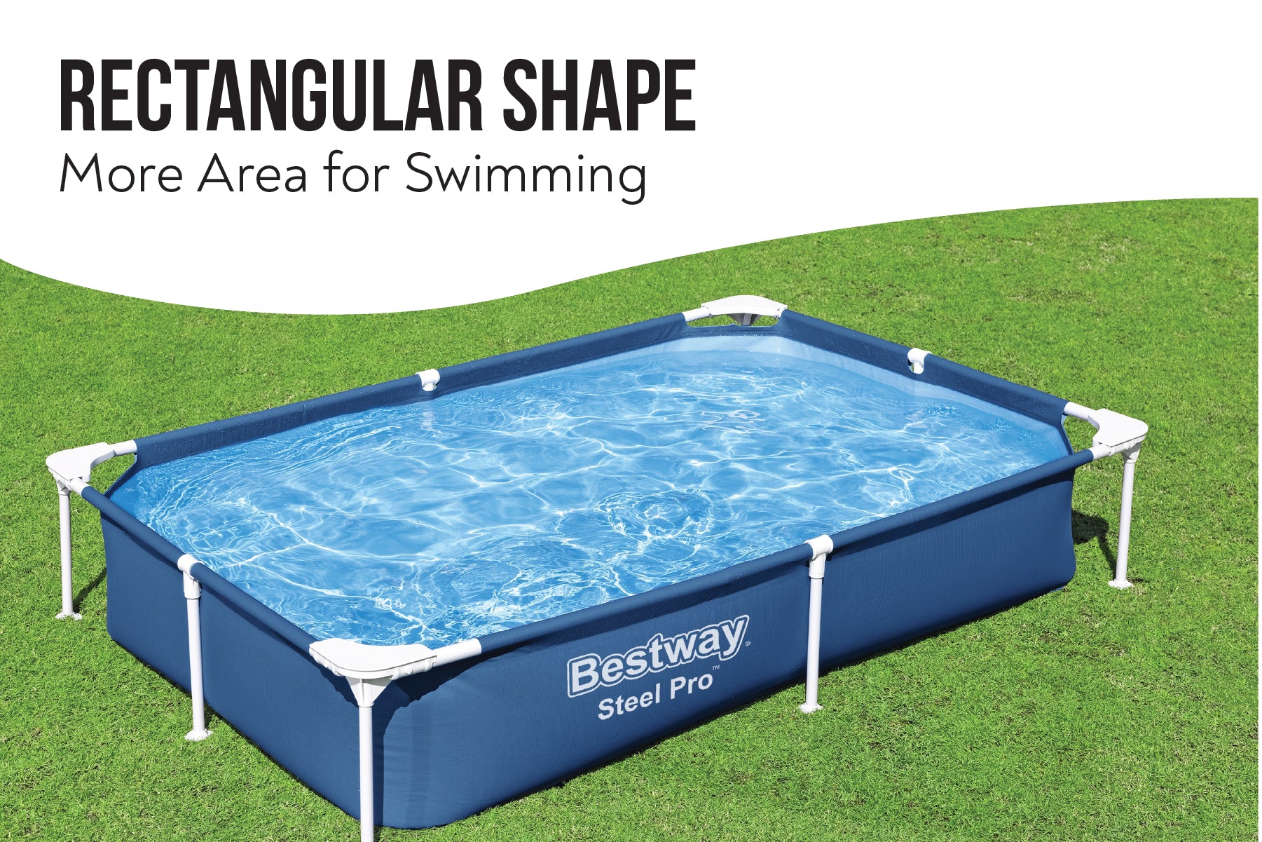 7.3ft x 59in x 17in Navy Blue Rectangle Steel Pro Above Ground Pool - Image 8