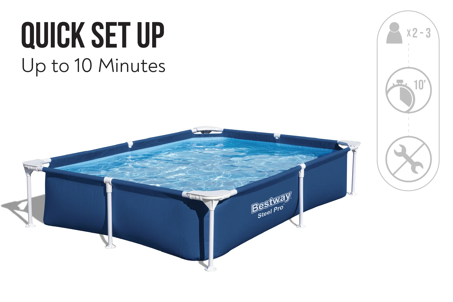 7.3ft x 59in x 17in Navy Blue Rectangle Steel Pro Above Ground Pool - Image 9