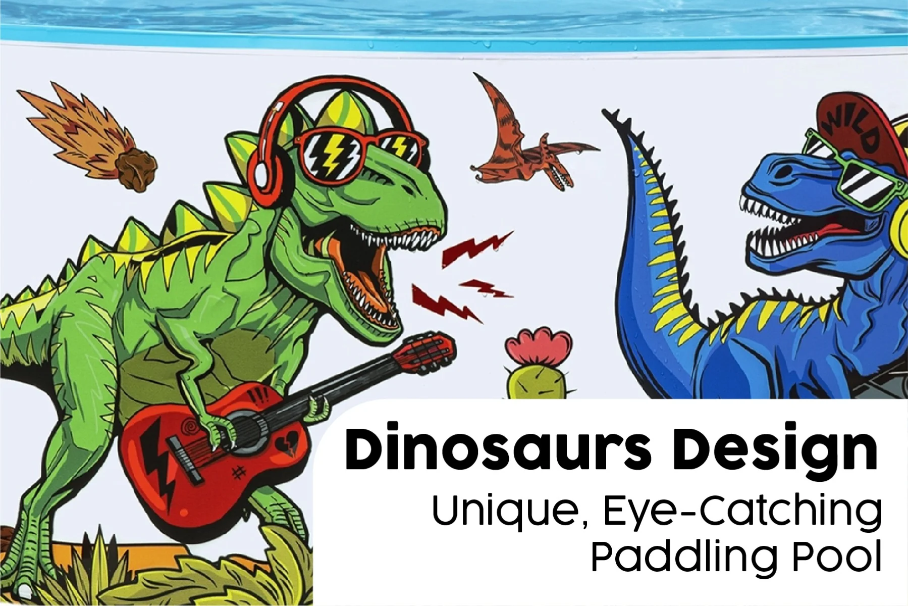 Dinosaur Themed Kids Inflatable Paddling Pool - Image 6