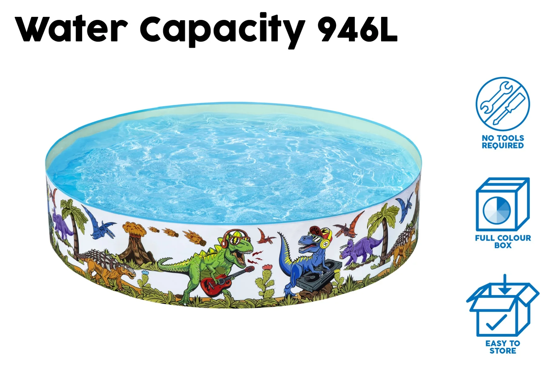 Dinosaur Themed Kids Inflatable Paddling Pool - Image 9