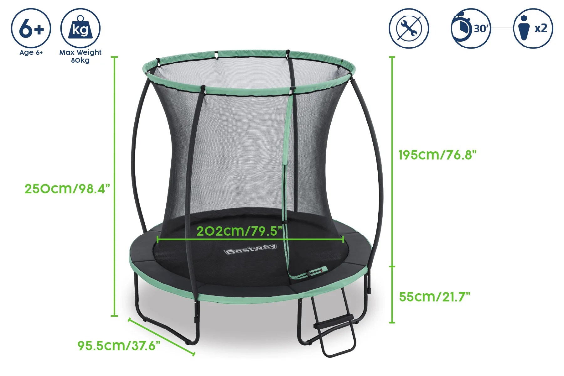 Xtreme Air 8ft Trampoline, Ladder & Enclosure - Image 12