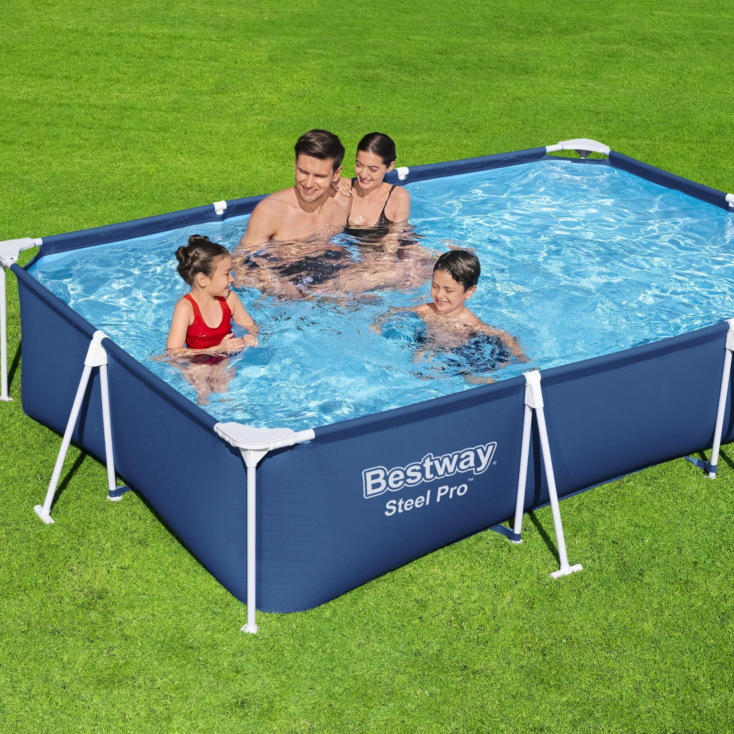 9ft x 6.7ft x 26in Navy Blue Rectangle Steel Pro Above Ground Pool - Image 2