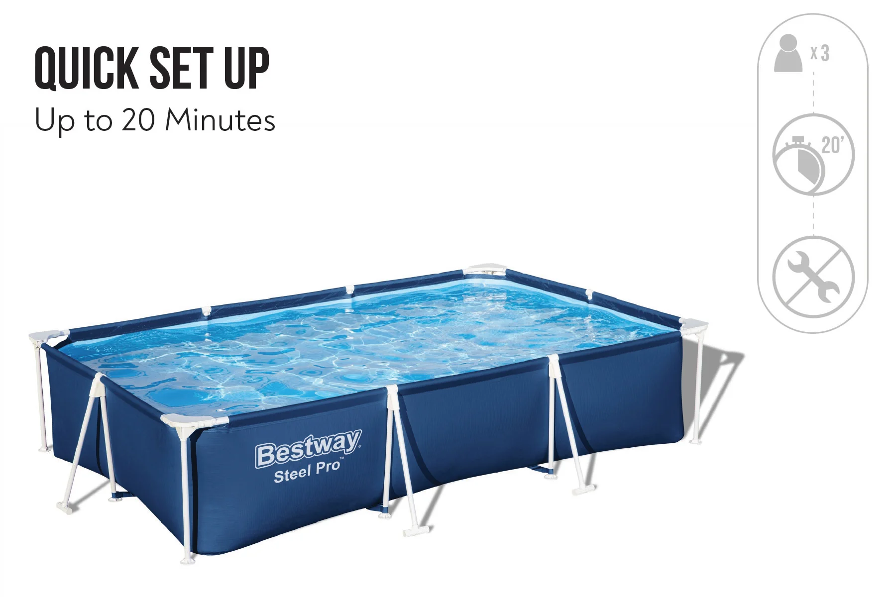 9ft x 6.7ft x 26in Navy Blue Rectangle Steel Pro Above Ground Pool - Image 6