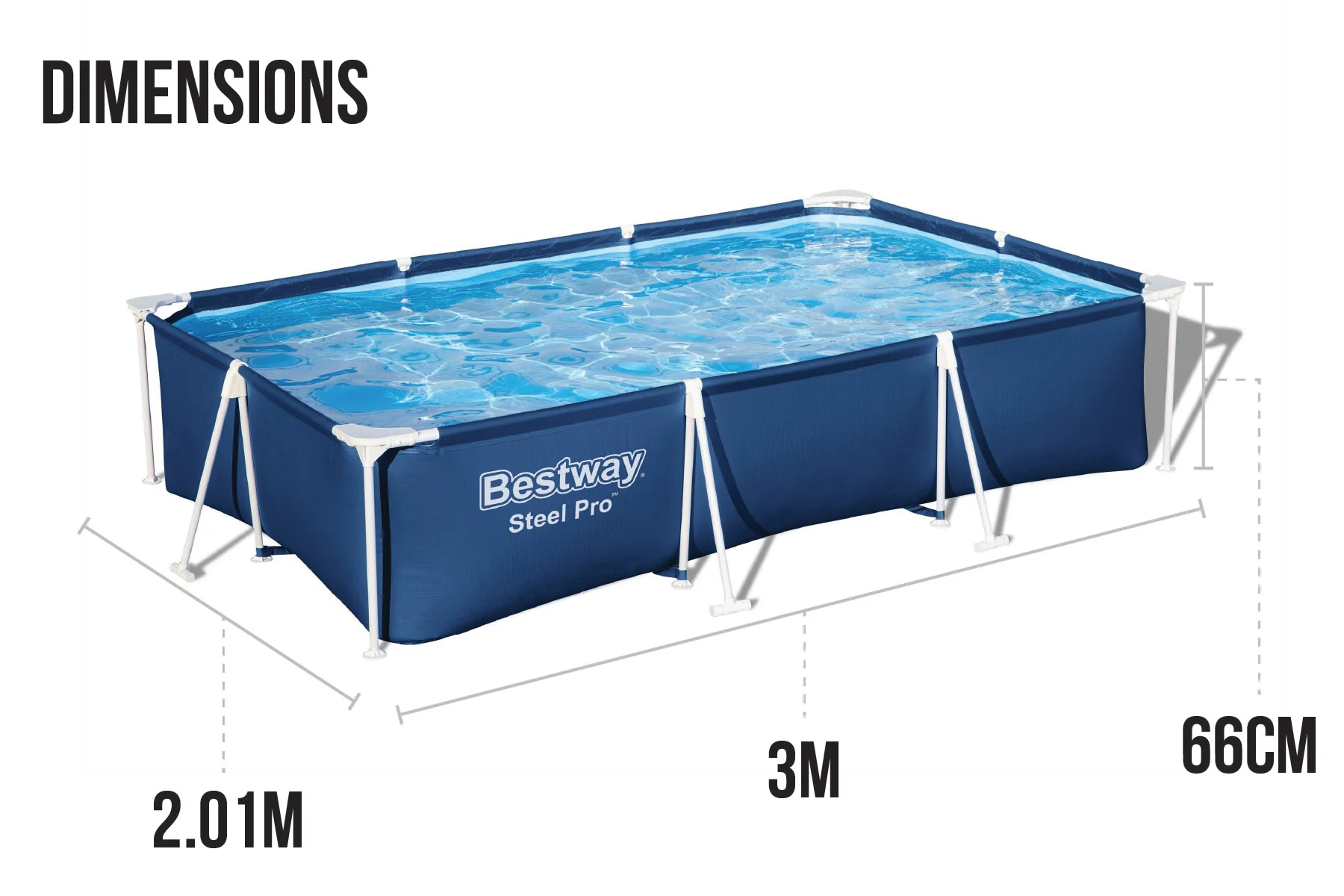 9ft x 6.7ft x 26in Navy Blue Rectangle Steel Pro Above Ground Pool - Image 8
