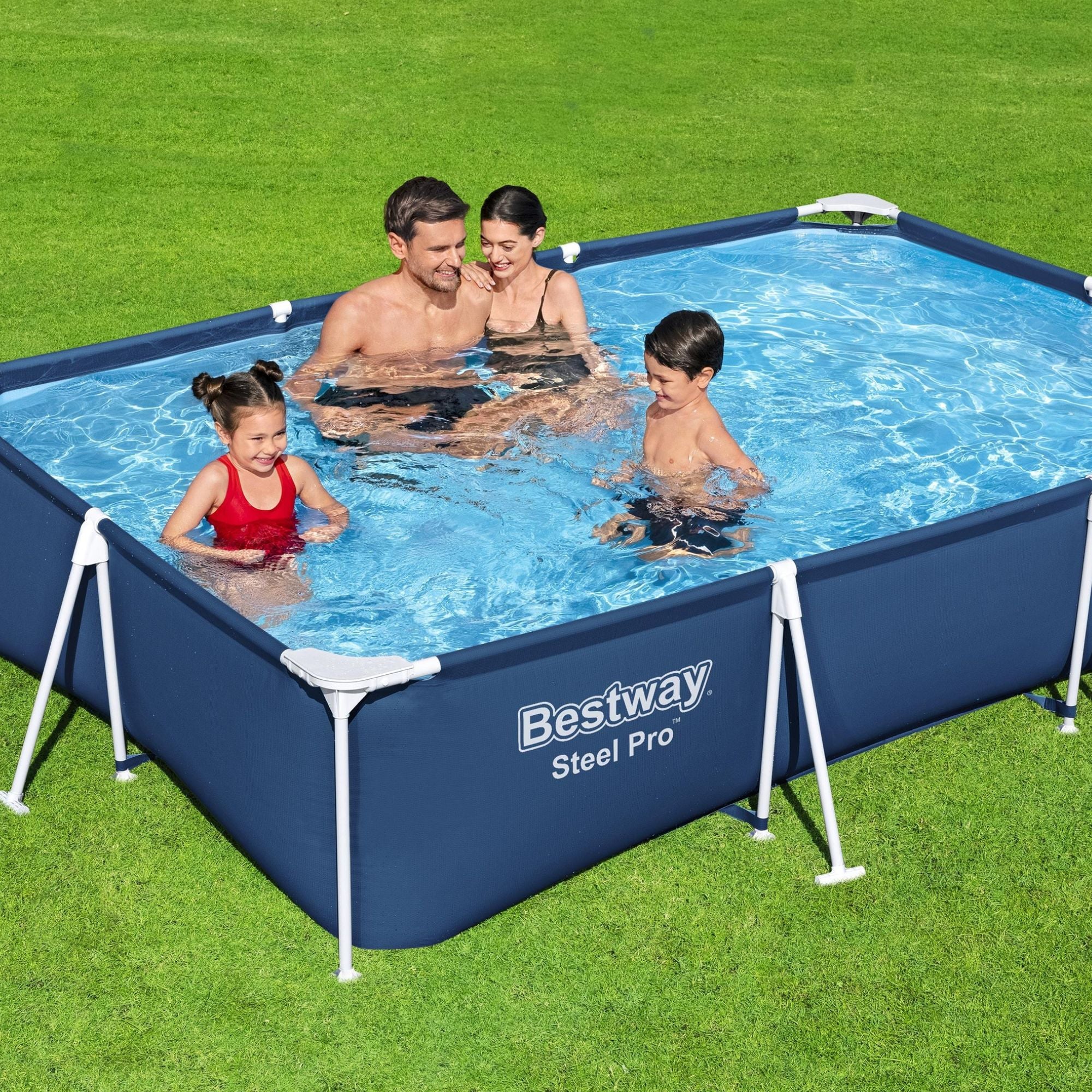 9.10ft x 26in Navy Blue Rectangle Steel Pro Above Ground Pool - Outlet - Image 2