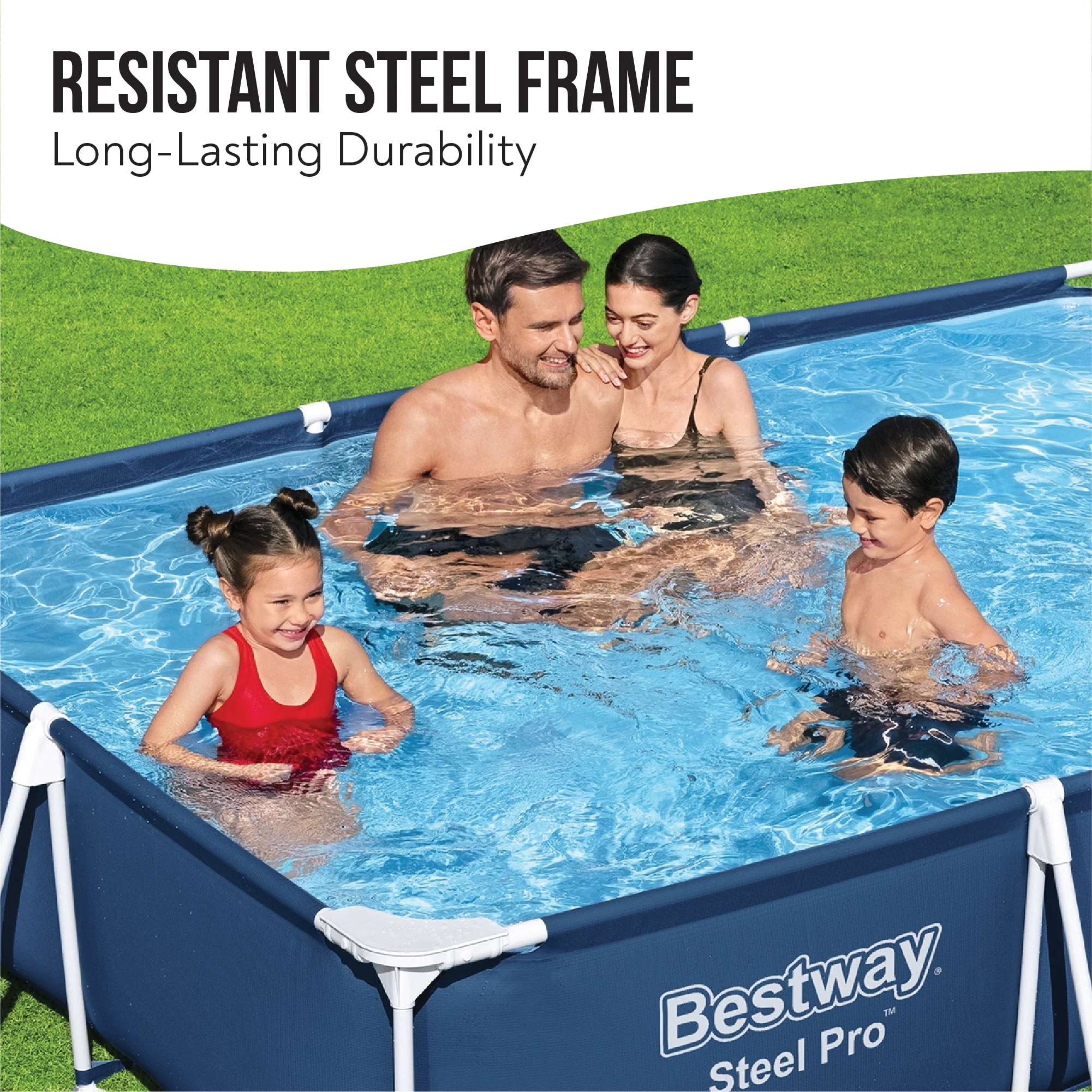 9.10ft x 26in Navy Blue Rectangle Steel Pro Above Ground Pool - Outlet - Image 5