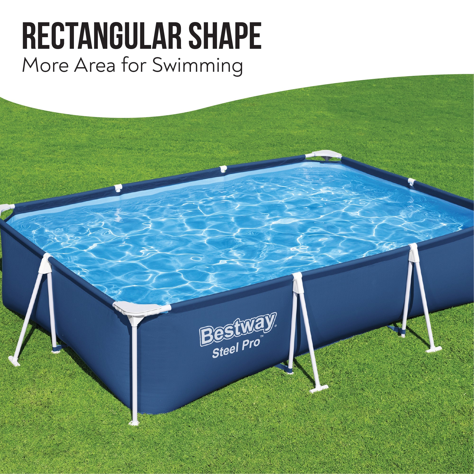 9.10ft x 26in Navy Blue Rectangle Steel Pro Above Ground Pool - Outlet - Image 6