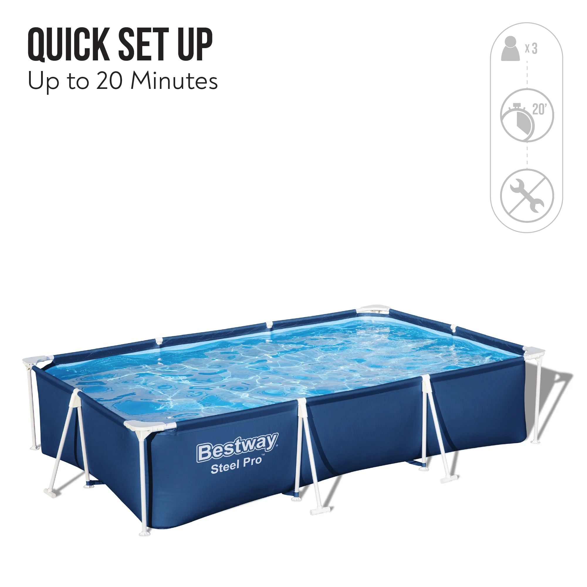 9.10ft x 26in Navy Blue Rectangle Steel Pro Above Ground Pool - Outlet - Image 7