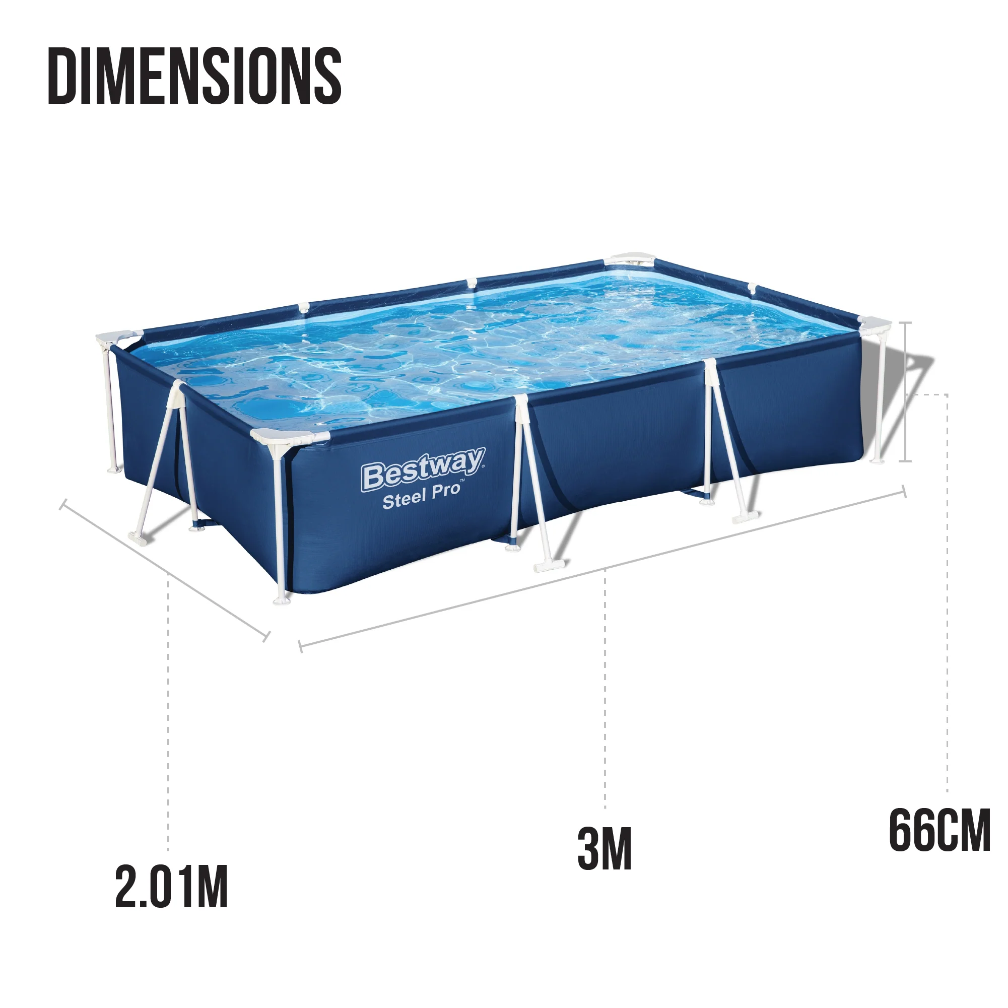 9.10ft x 26in Navy Blue Rectangle Steel Pro Above Ground Pool - Outlet - Image 9