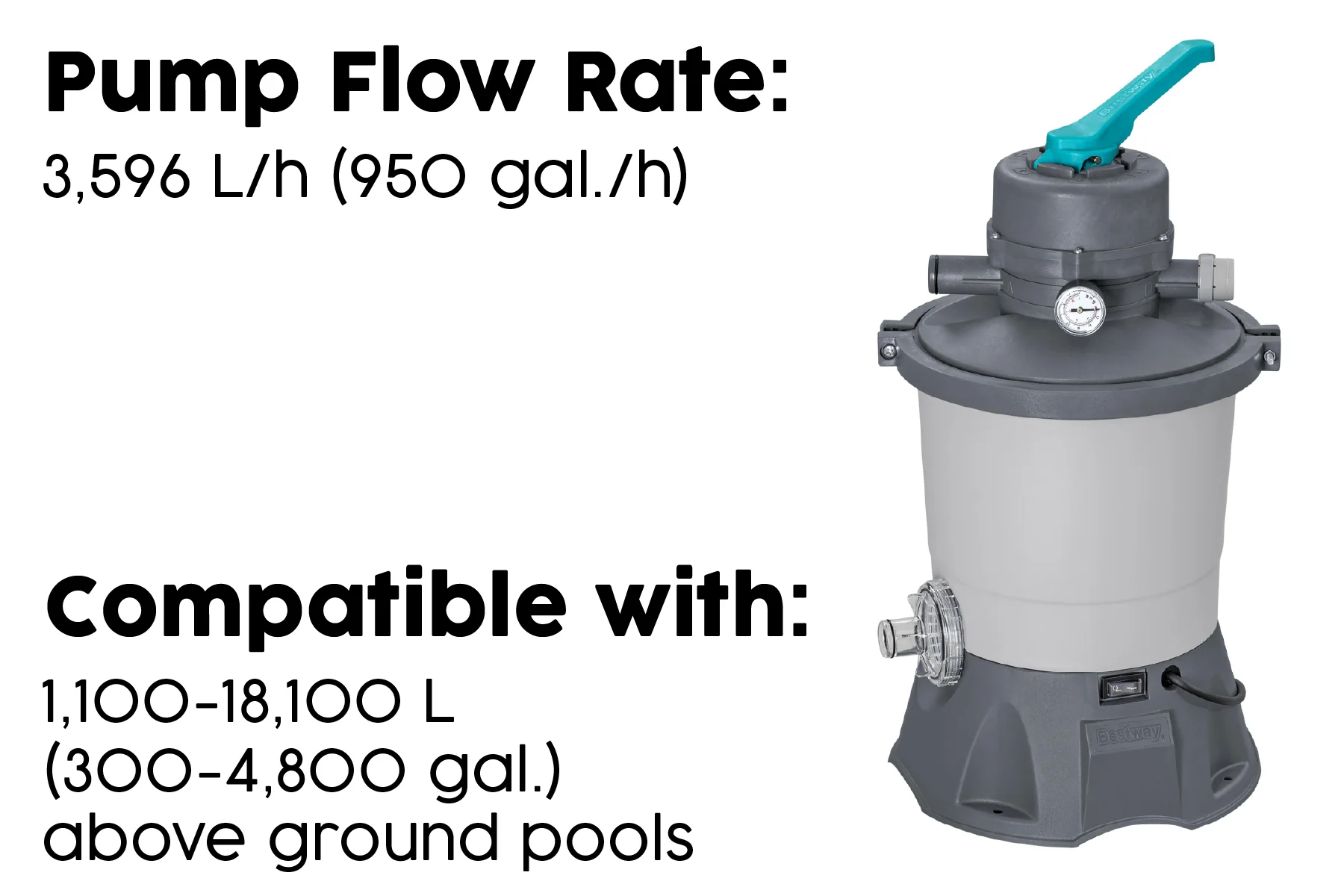 950 gal Pool Sand Filter for All Above Ground Pools - Image 7