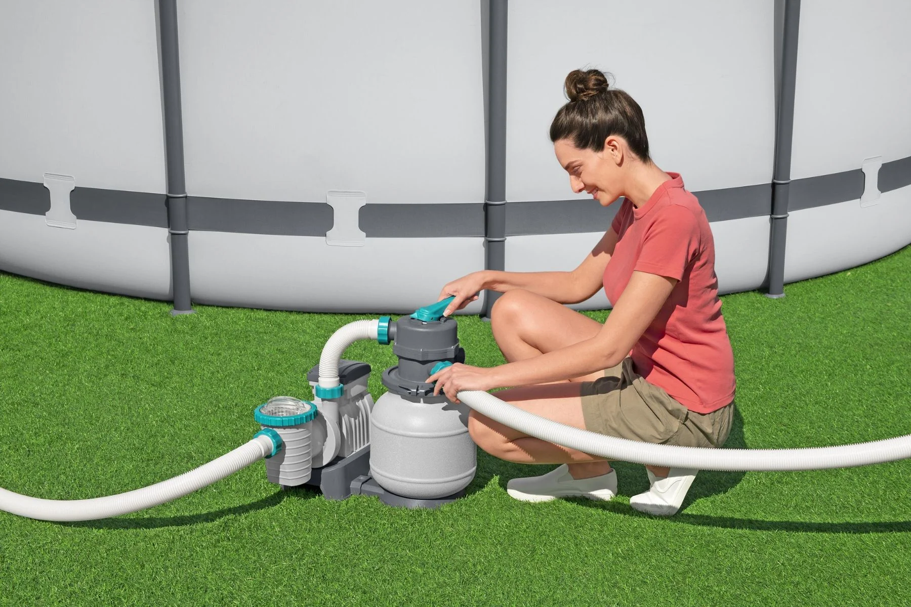 1500gal Pool Sand Filter for Above Ground Pools - Grey - Image 4