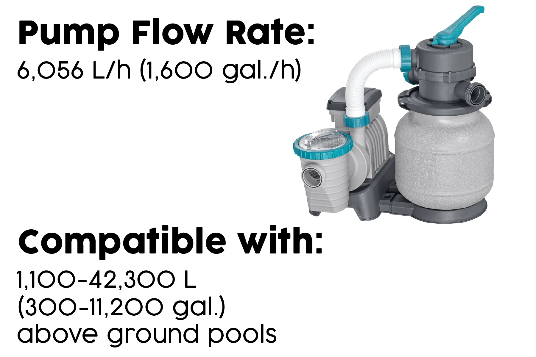 1500gal Pool Sand Filter for Above Ground Pools - Grey - Image 9