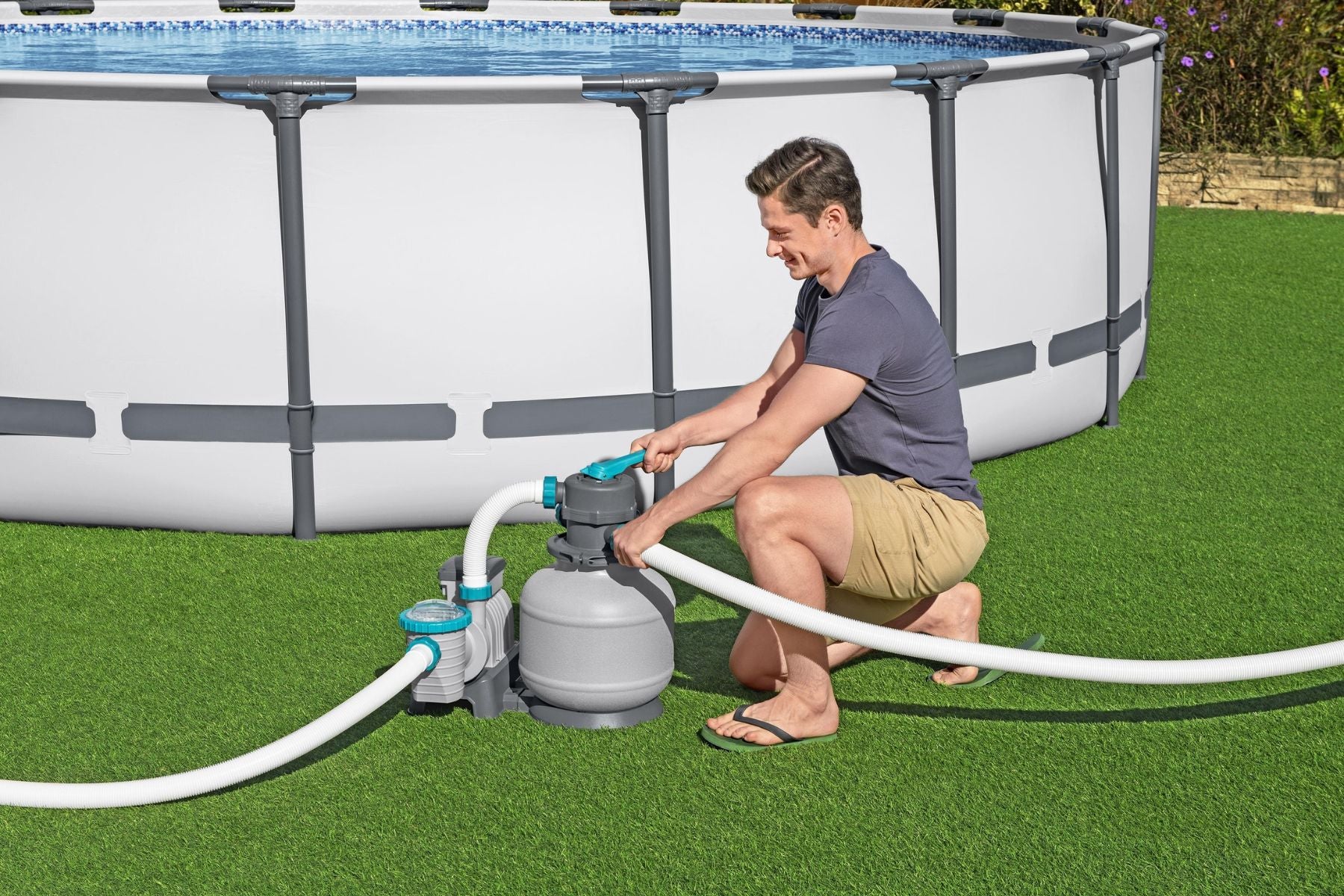 2200gal Pool Sand Filter for All Above Ground Pools - Grey - Image 4