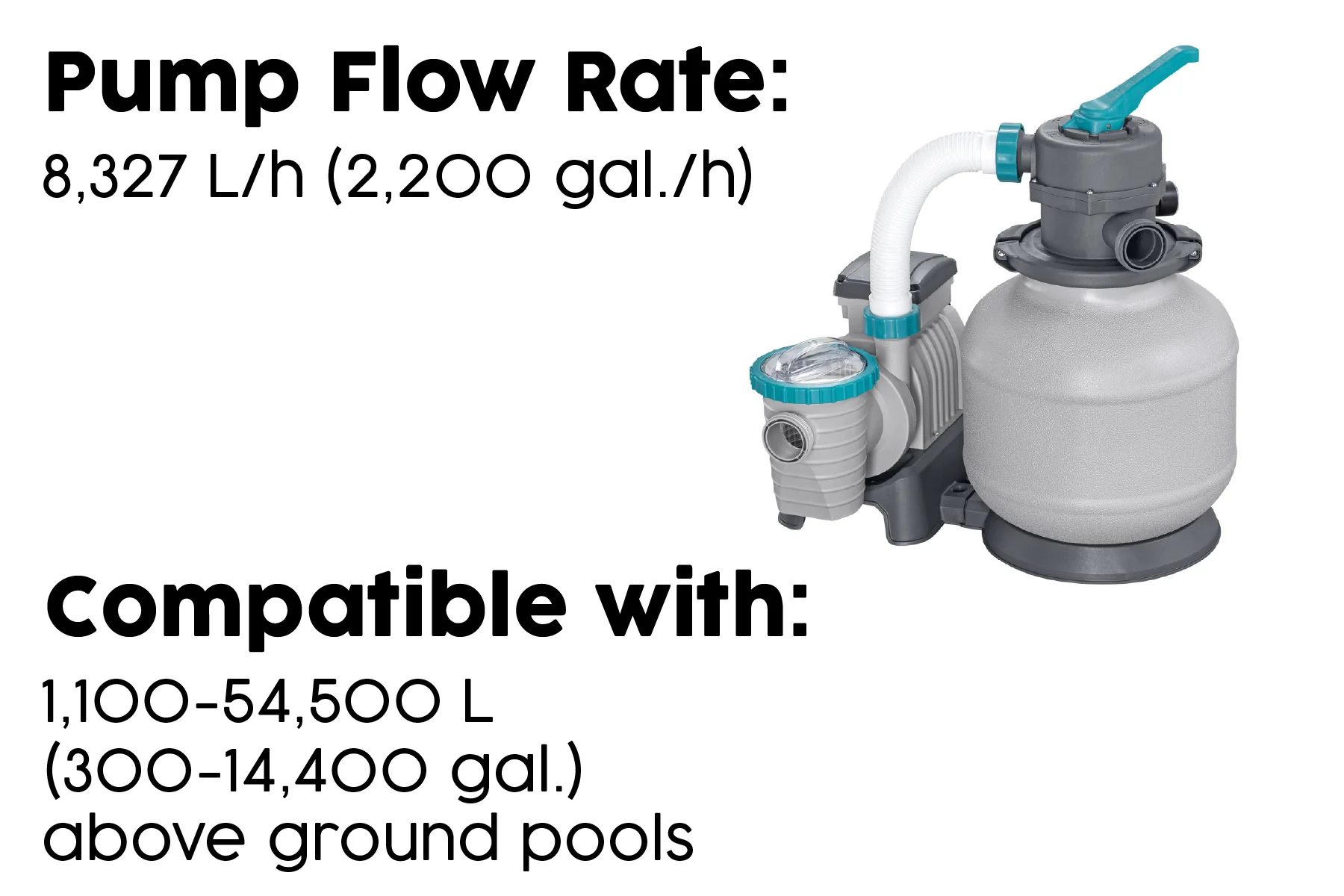 2200gal Pool Sand Filter for All Above Ground Pools - Grey - Image 9