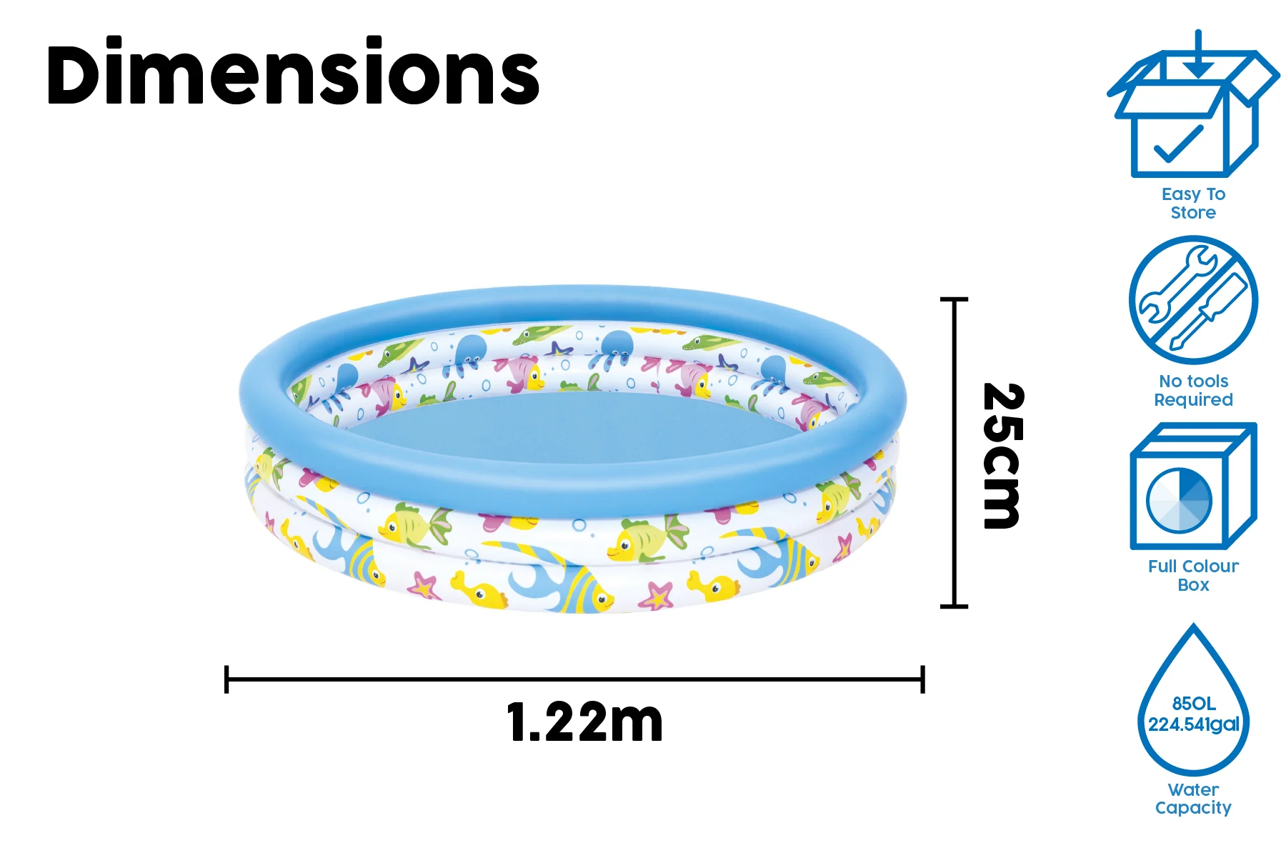 Ocean Themed Kids Inflatable Paddling Pool - Image 8