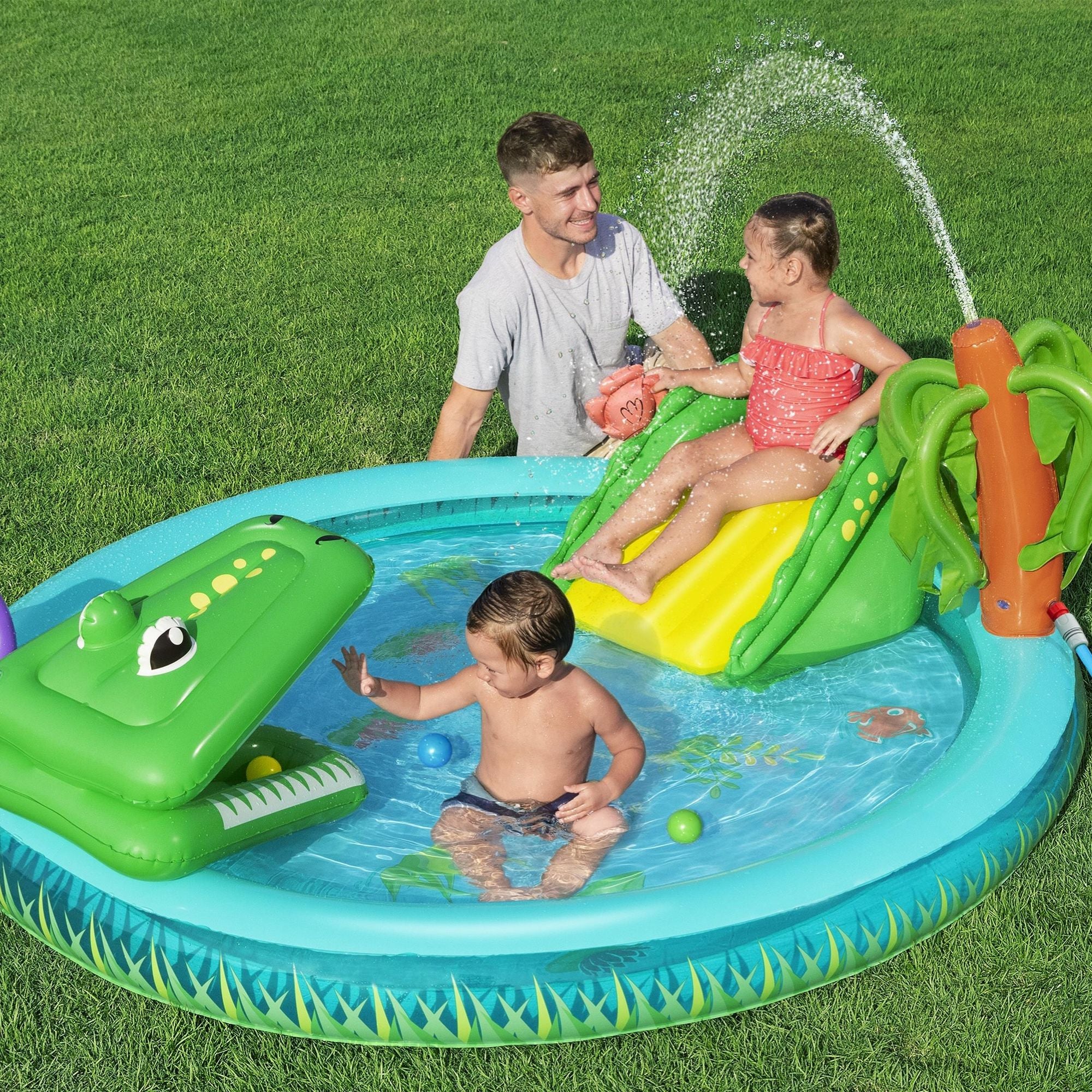 Crocodile Cove Inflatable Paddling Pool with Play Centre - Image 2