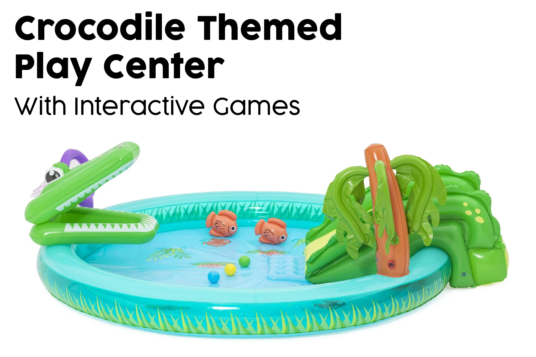 Crocodile Cove Inflatable Paddling Pool with Play Centre - Image 8