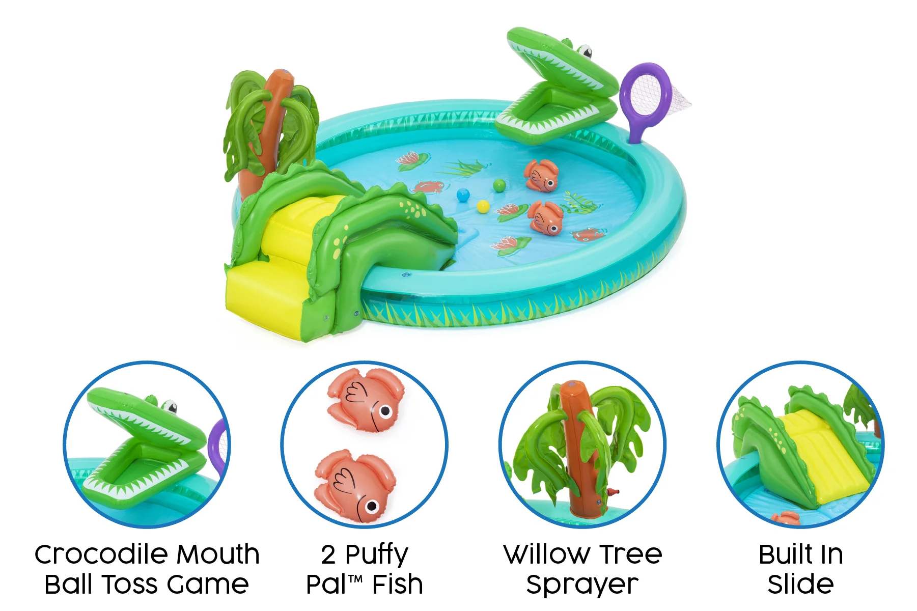 Crocodile Cove Inflatable Paddling Pool with Play Centre - Image 9