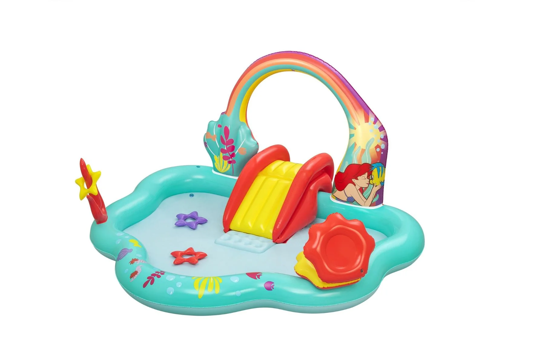 Little Mermaid Kids Inflatable Paddling Pool with Play Centre - Image 3