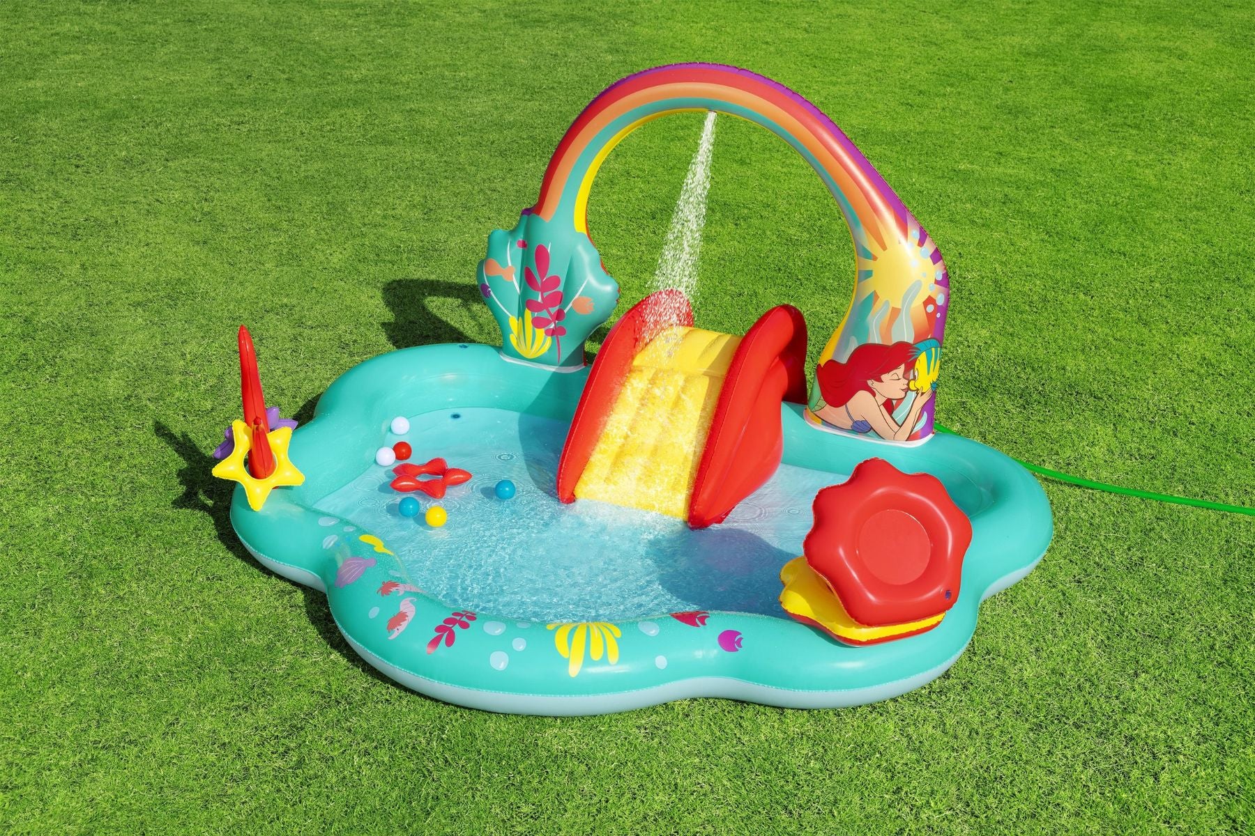 Little Mermaid Kids Inflatable Paddling Pool with Play Centre - Image 5