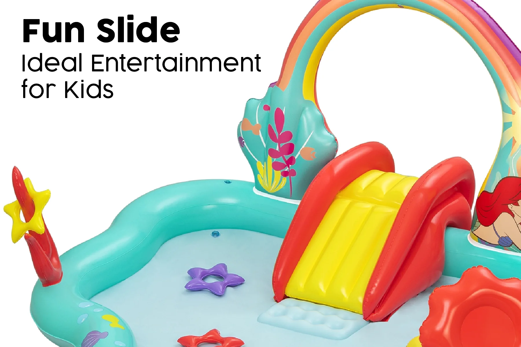 Little Mermaid Kids Inflatable Paddling Pool with Play Centre - Image 6