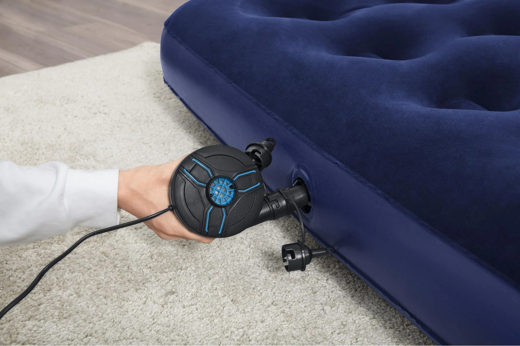 Double Flocked Airbed with Electric Air Pump - Image 8