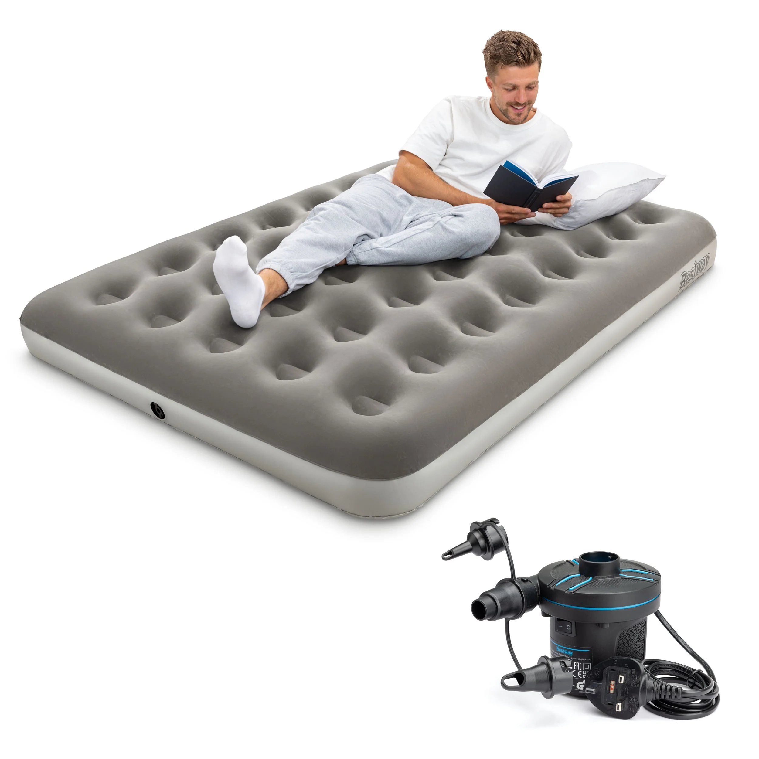 Double Flocked Jr Airbed with Electric AC Pump - Image 3