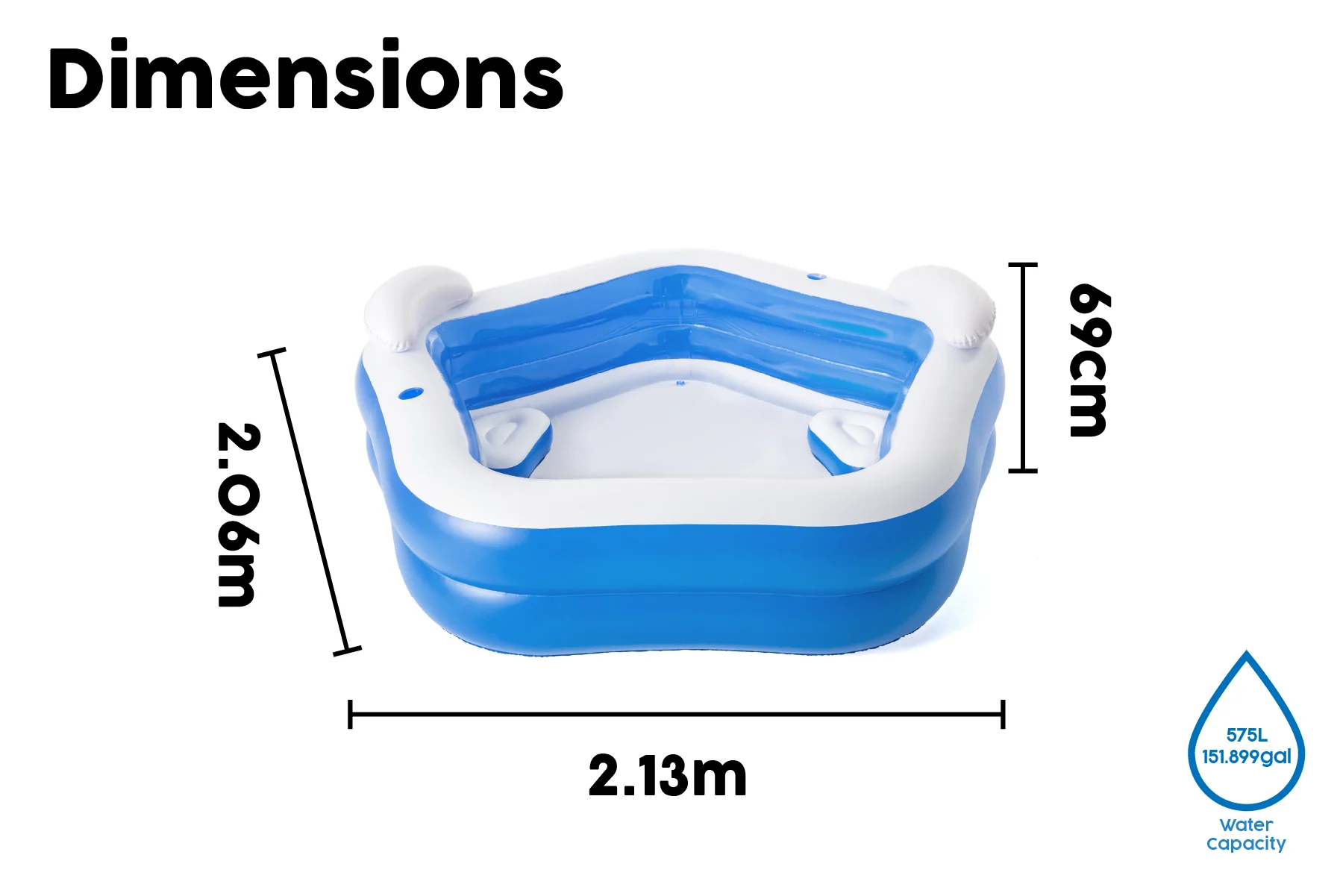 Family Inflatable Paddling Pool with Built-In Seats - Image 9