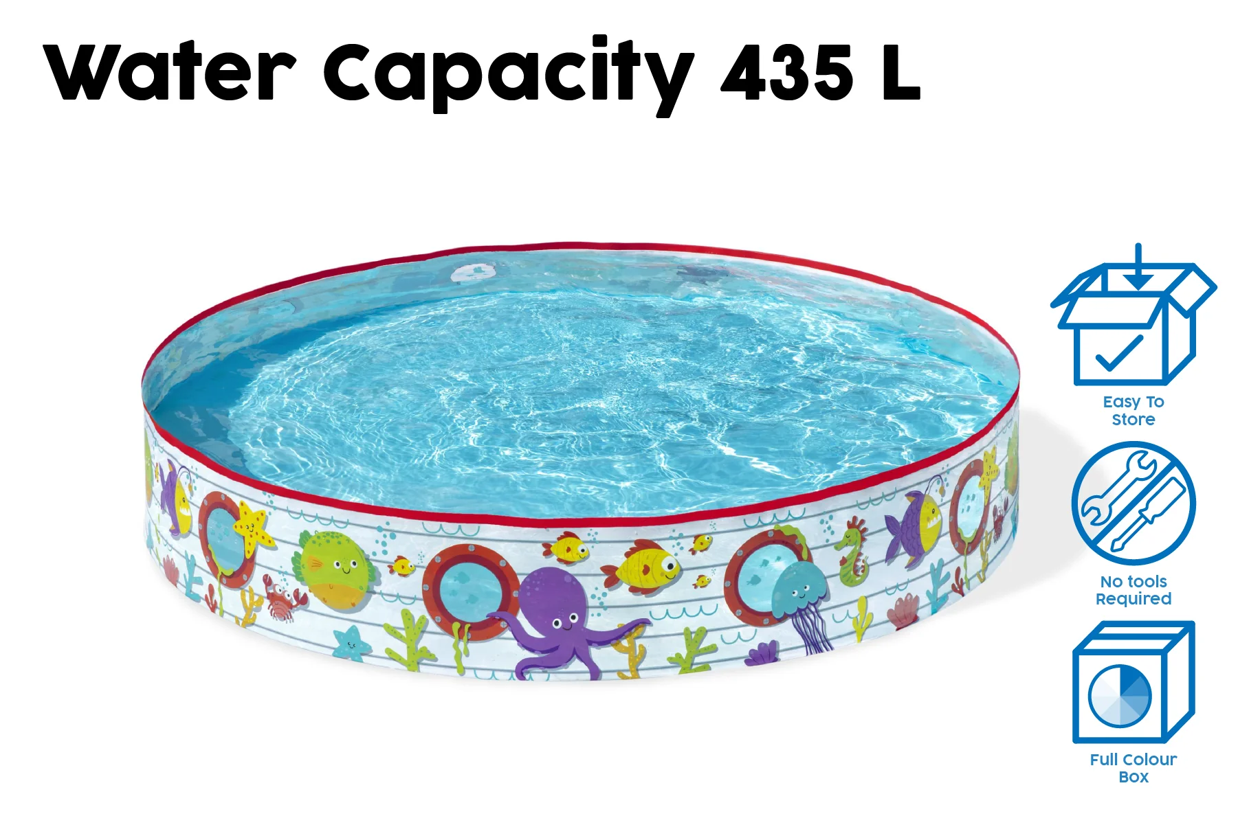 Coral Themed Kids Inflatable Paddling Pool - Image 9