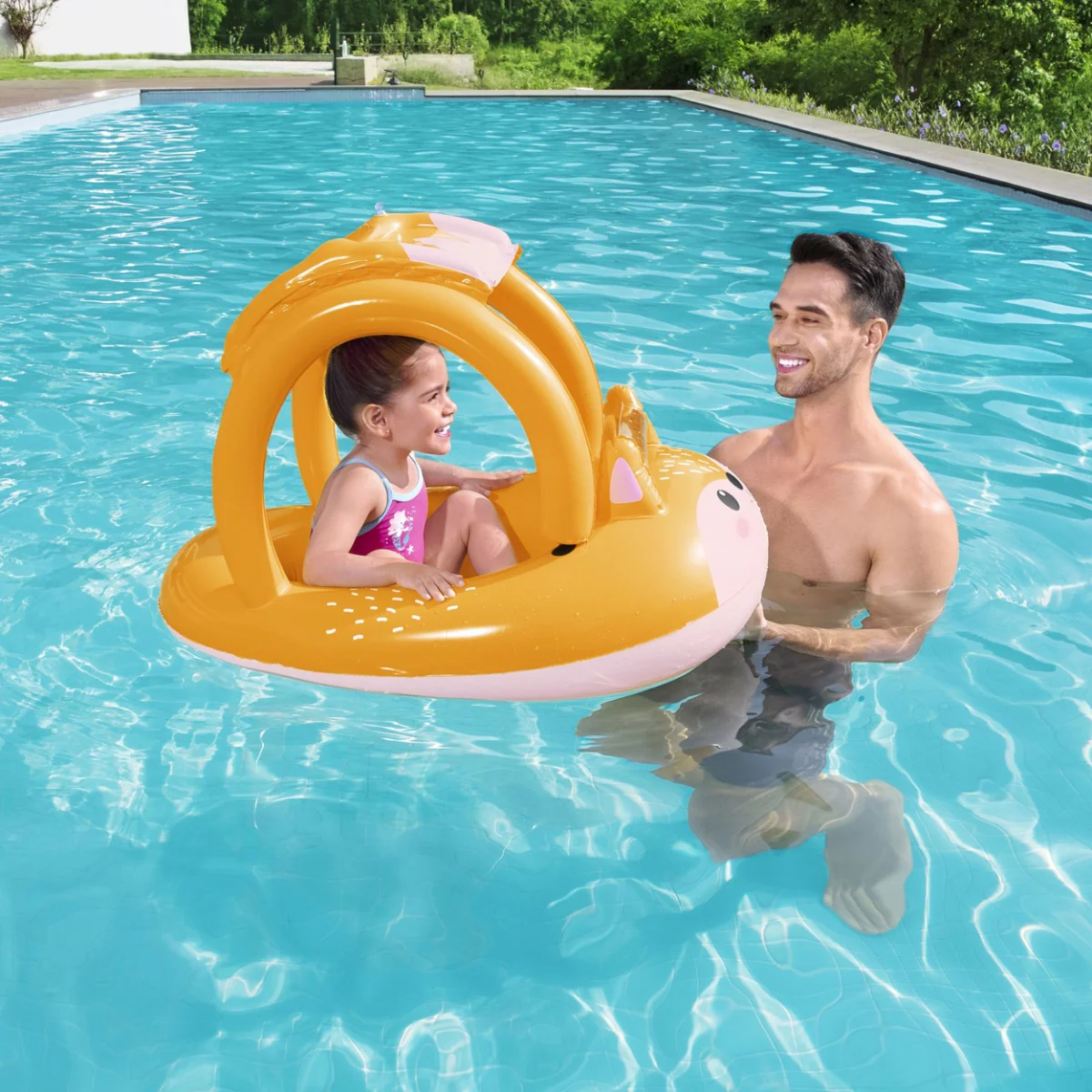 Inflatable Fox Shaded Baby Pool Float - Image 3