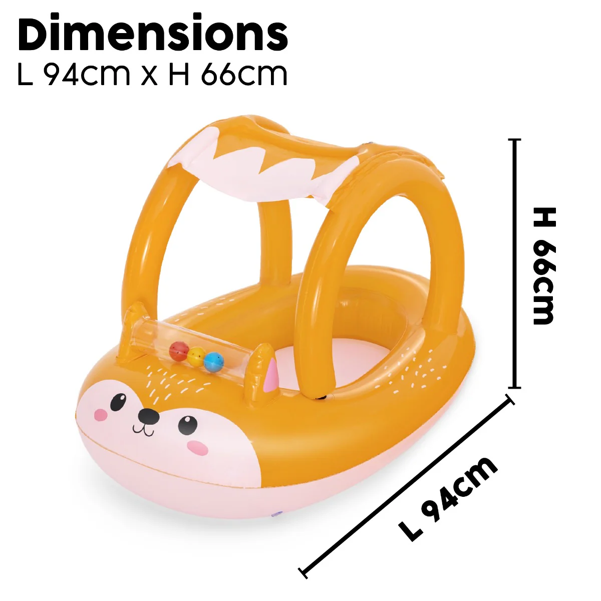 Inflatable Fox Shaded Baby Pool Float - Image 7