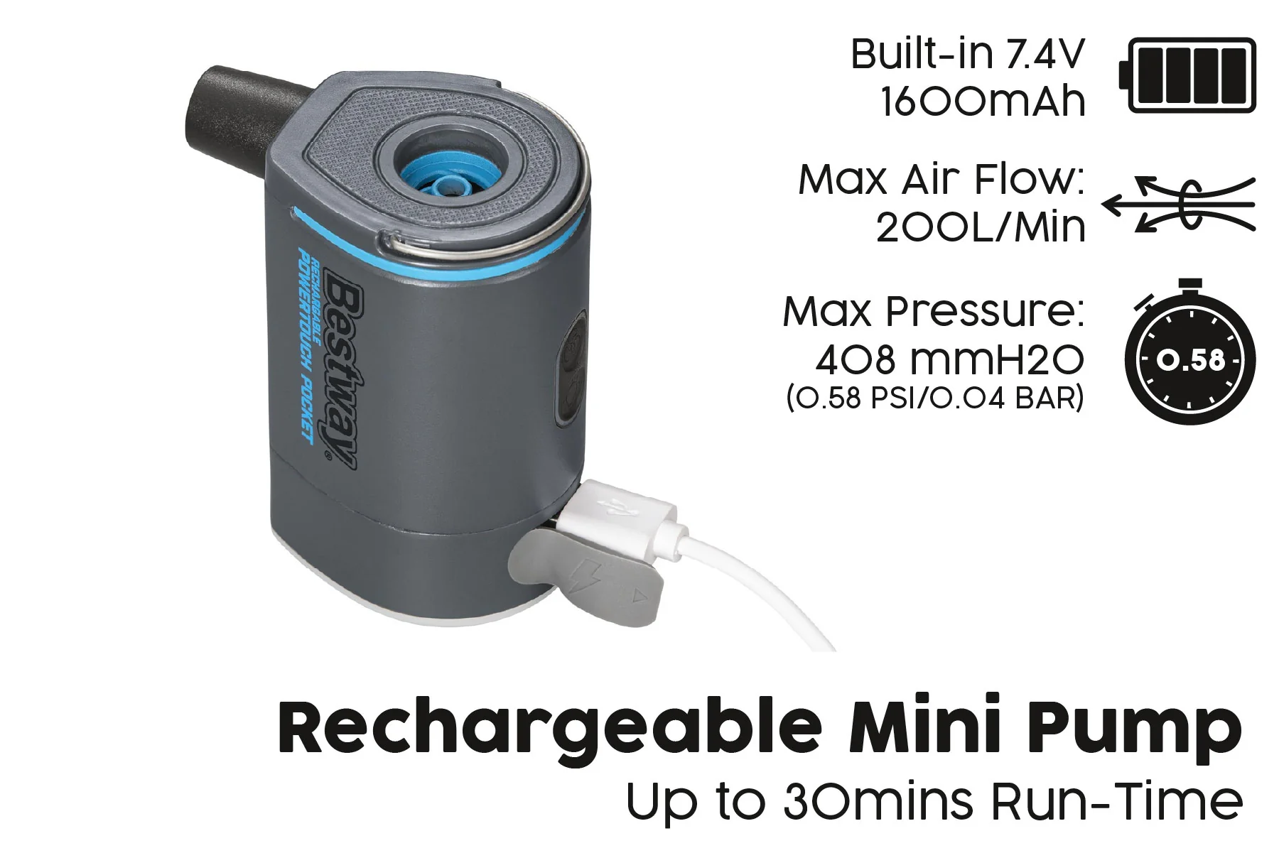 PowerTouch Rechargeable Mini Electric Air Pump - Image 7