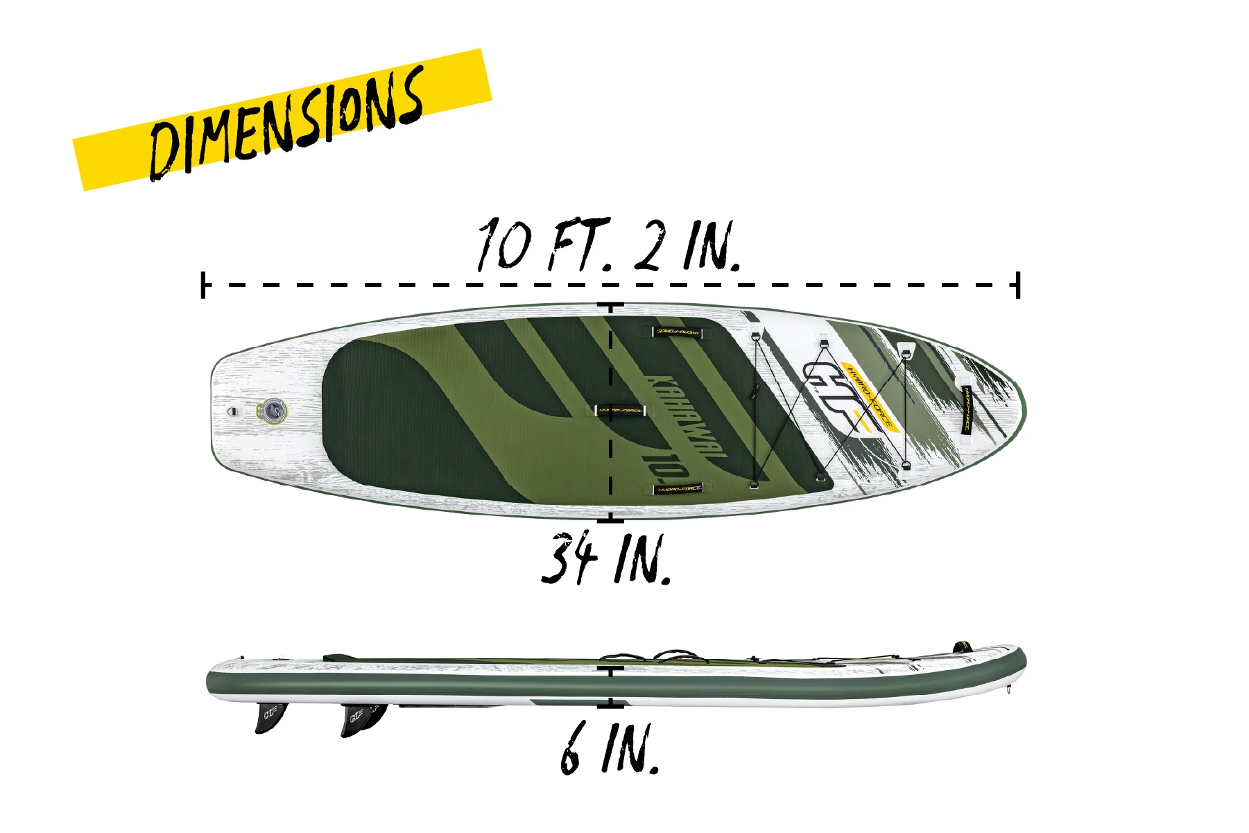 Hydro-Force 10ft  2" Inflatable Paddle Board SUP Set - Kahawai - Image 9