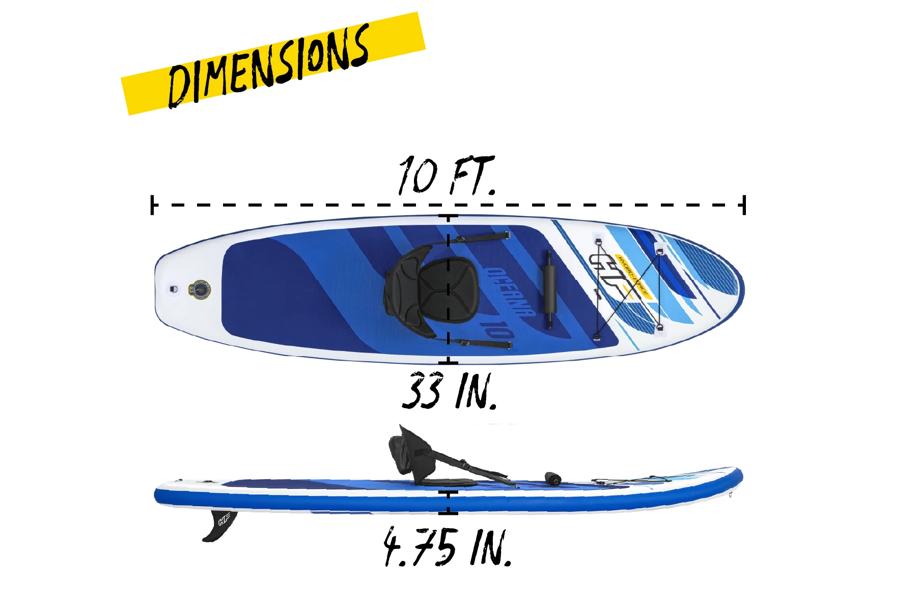 Hydro-Force 10ft Inflatable Paddle Board/ Kayak Set - Oceana - Image 9