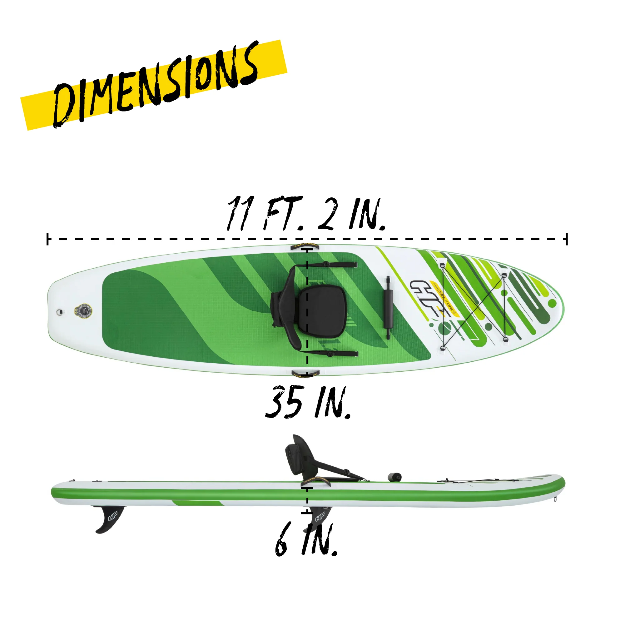 Hydro-Force 11ft 2" Inflatable Paddle Board/Kayak Set - Freesoul Tech - Outlet - Image 9