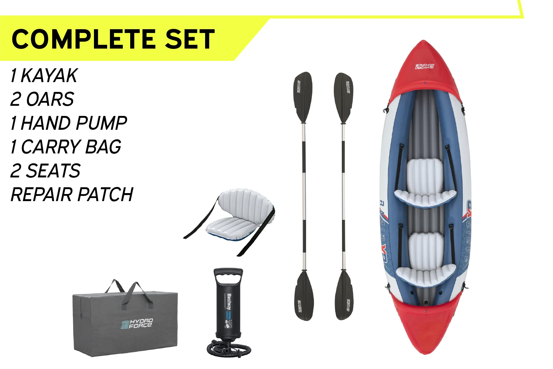 Hydro-force 2 Person Inflatable Kayak Set - Rapid X2 - Image 9