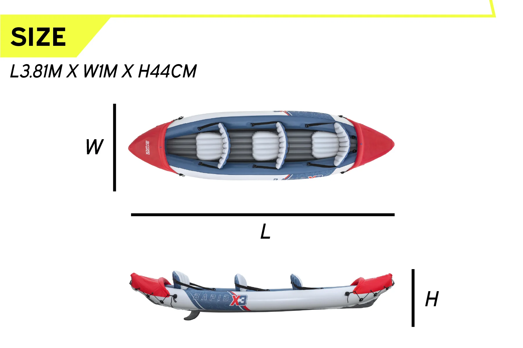 Hydro-Force 3 Person Inflatable Kayak Set - Rapid X3 - Image 10