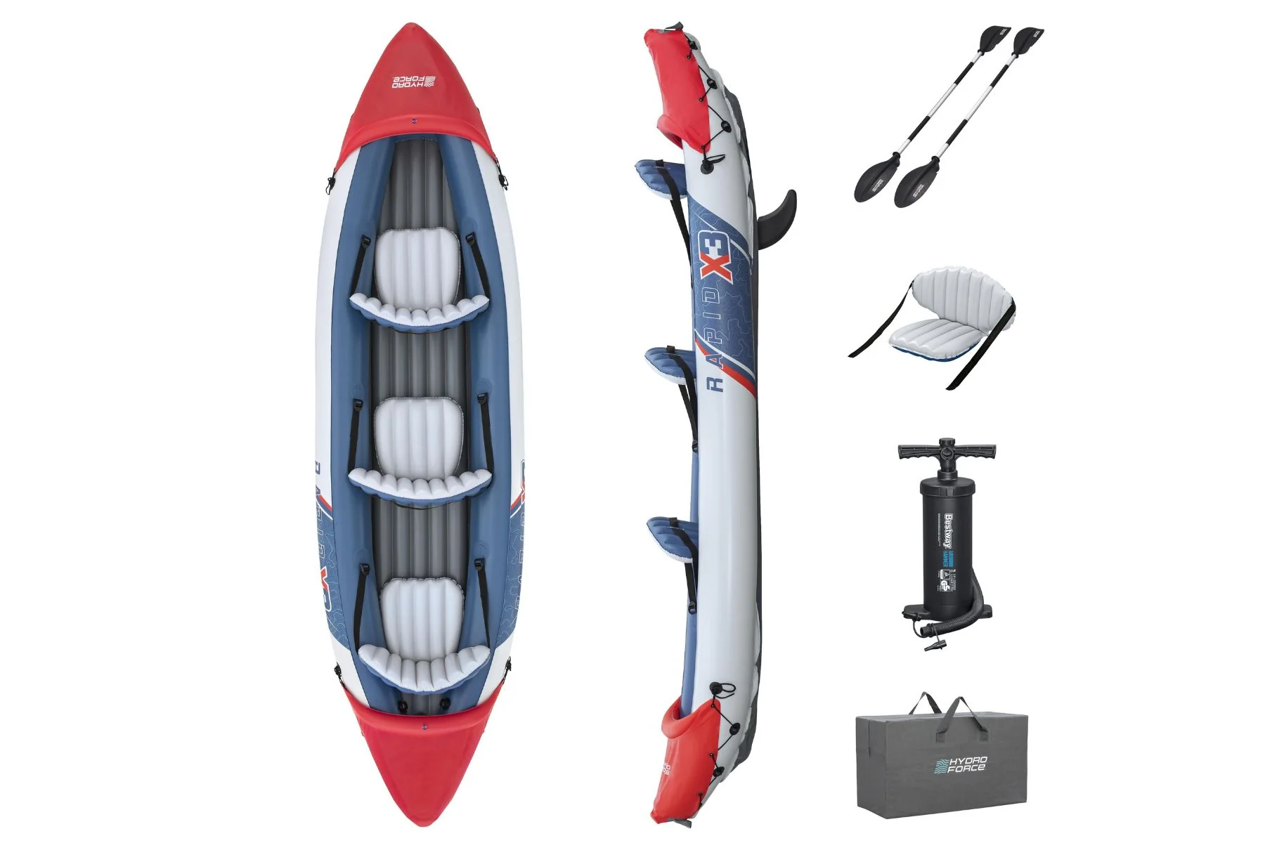 Hydro-Force 3 Person Inflatable Kayak Set - Rapid X3 - Image 3
