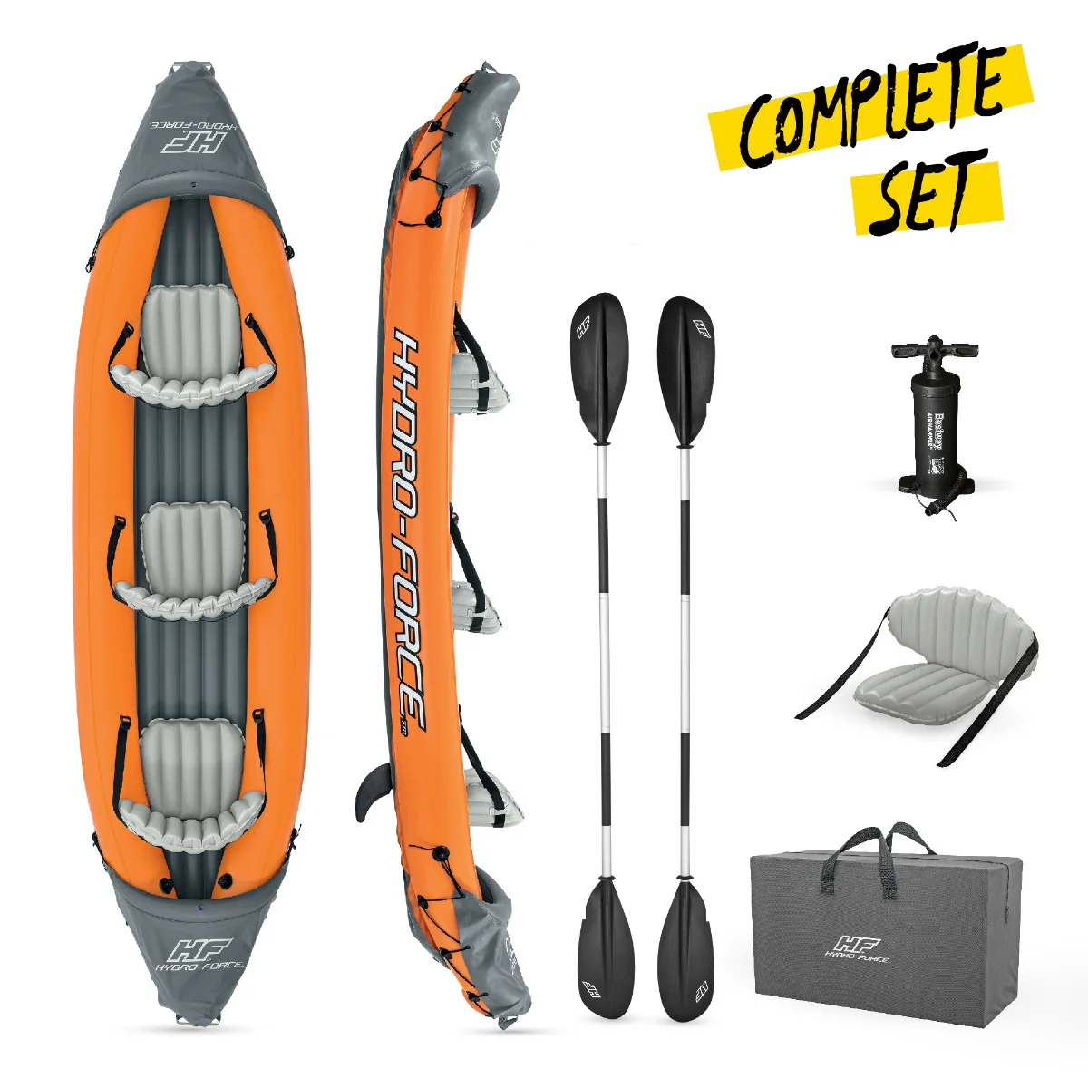 Hydro-Force 3 Person Inflatable Kayak Set - Rapid - Image 10