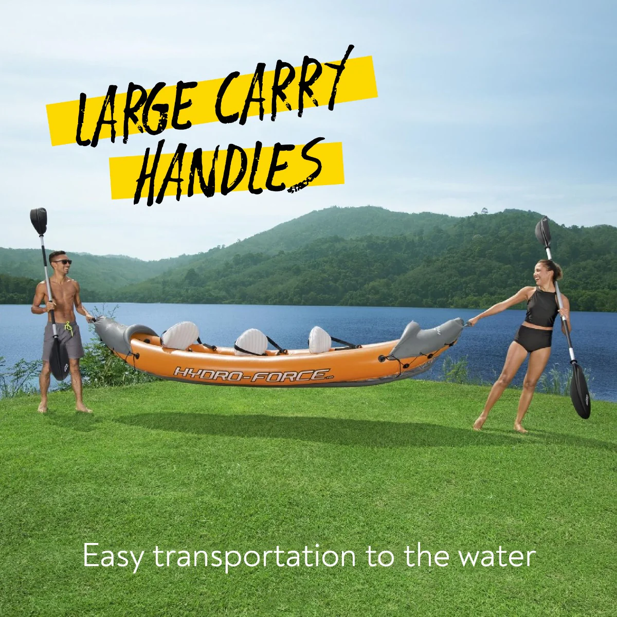 Hydro-Force 3 Person Inflatable Kayak Set - Rapid - Image 6