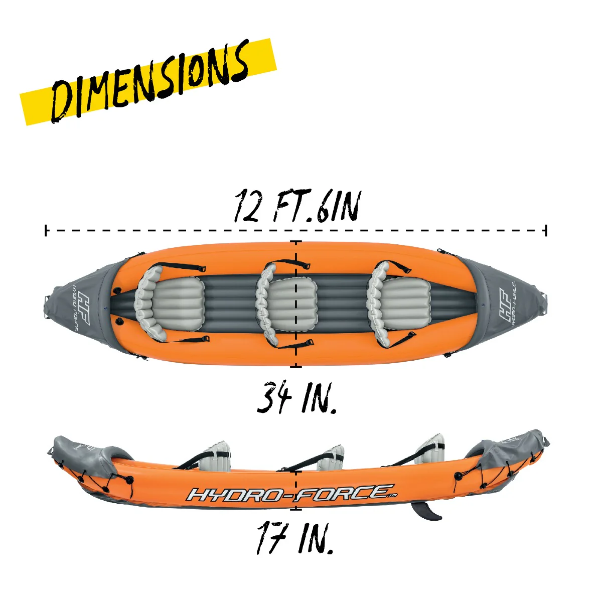 Hydro-Force 3 Person Inflatable Kayak Set - Rapid - Image 9
